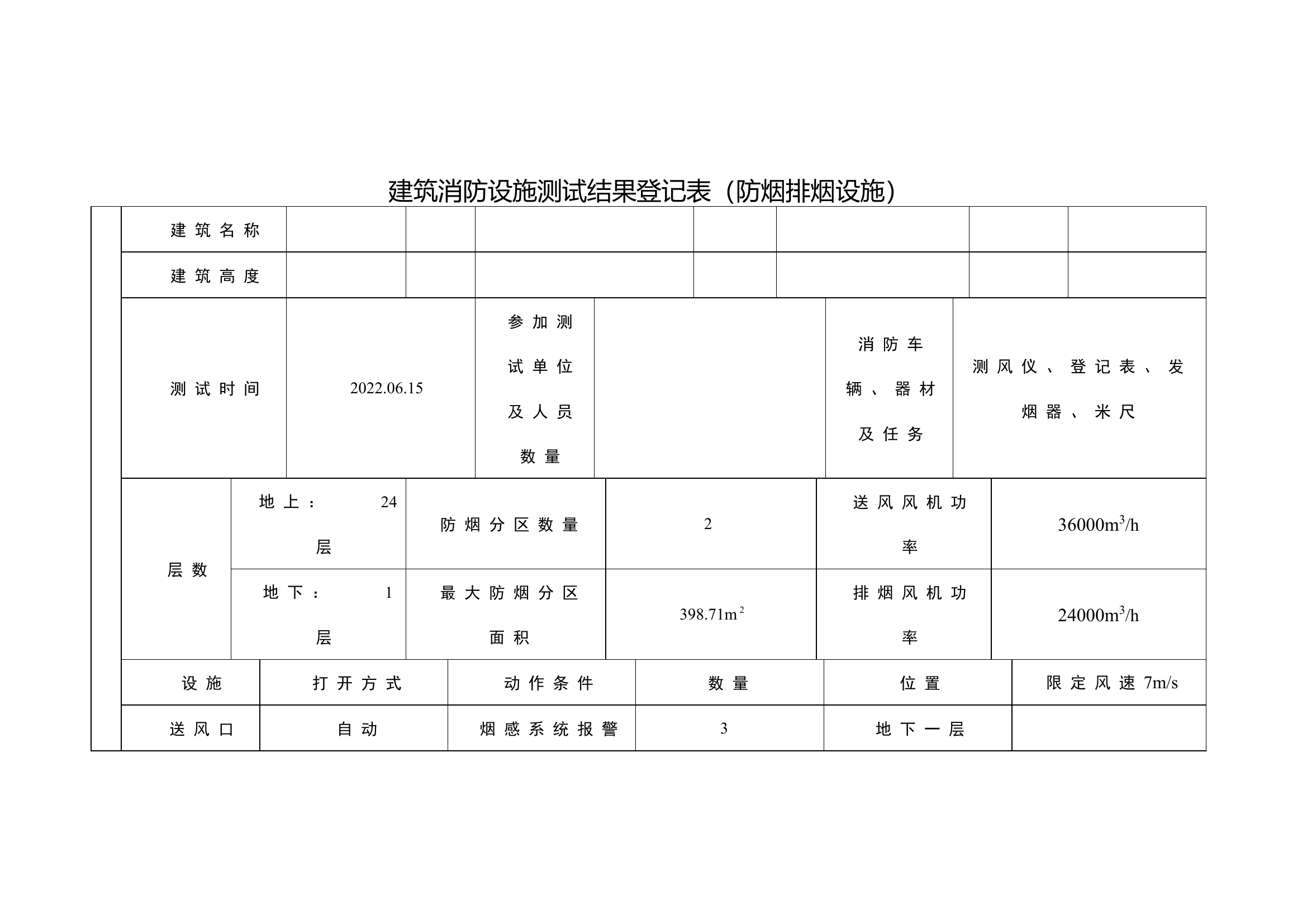 2022高层商业体消防设施测试结果登记表附件4--15（数据已有，填自己单位信息即可）.docx 第1页