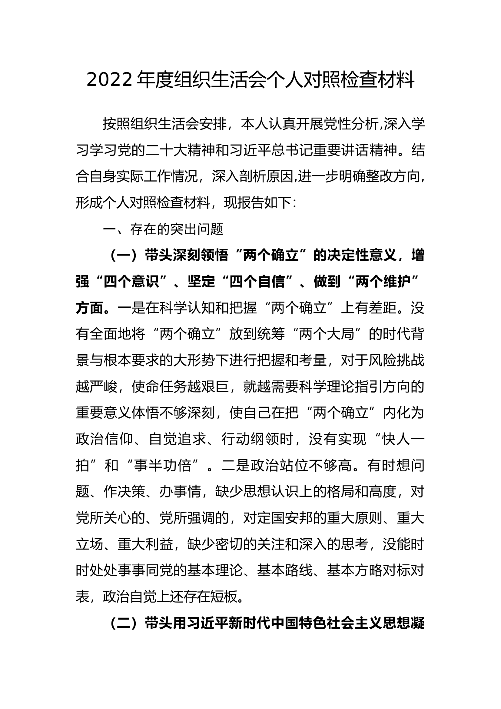 2022年度组织生活会材料.docx 第1页