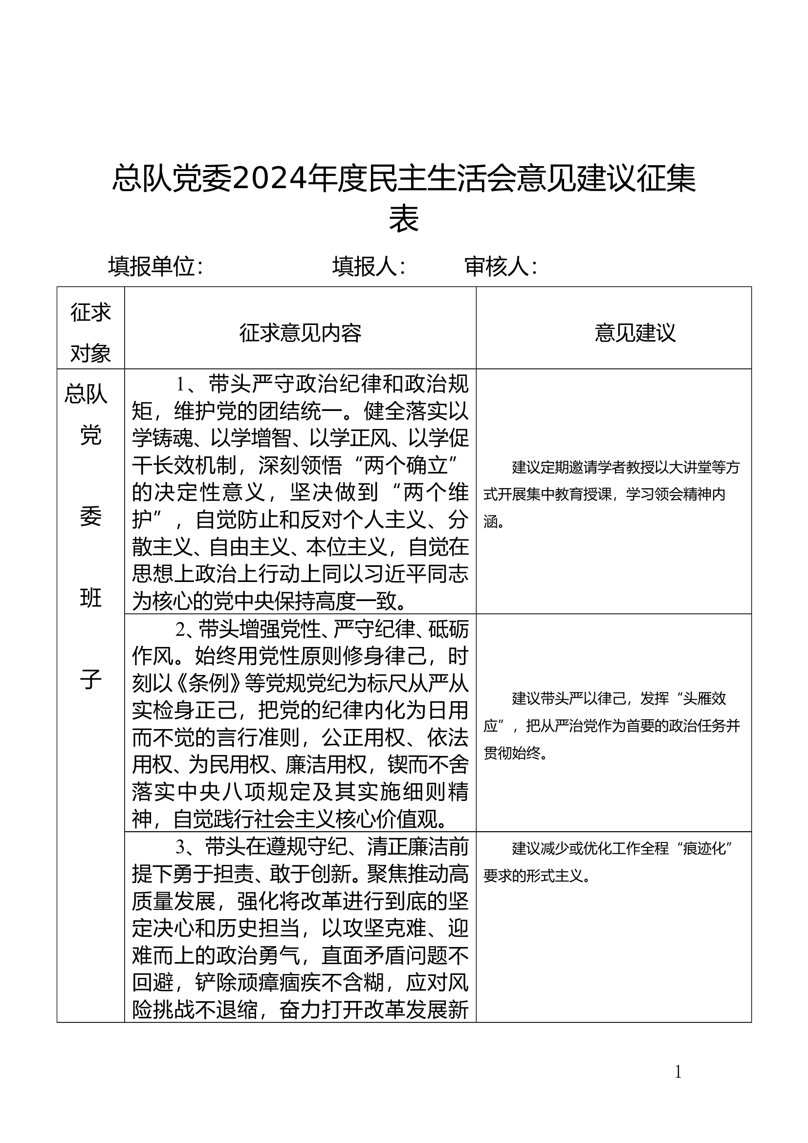 附件5：总队党委2024年度民主生活会意见 (1) 第1页