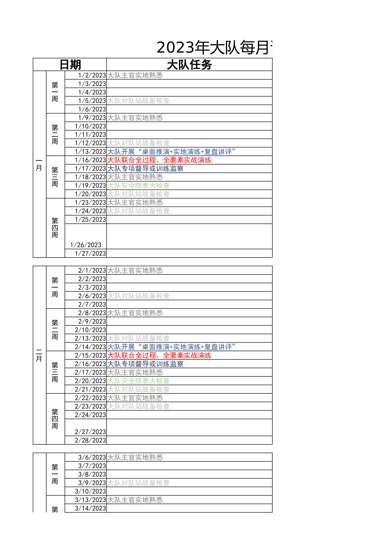 2023年大队消防站计划.xlsx 第1页
