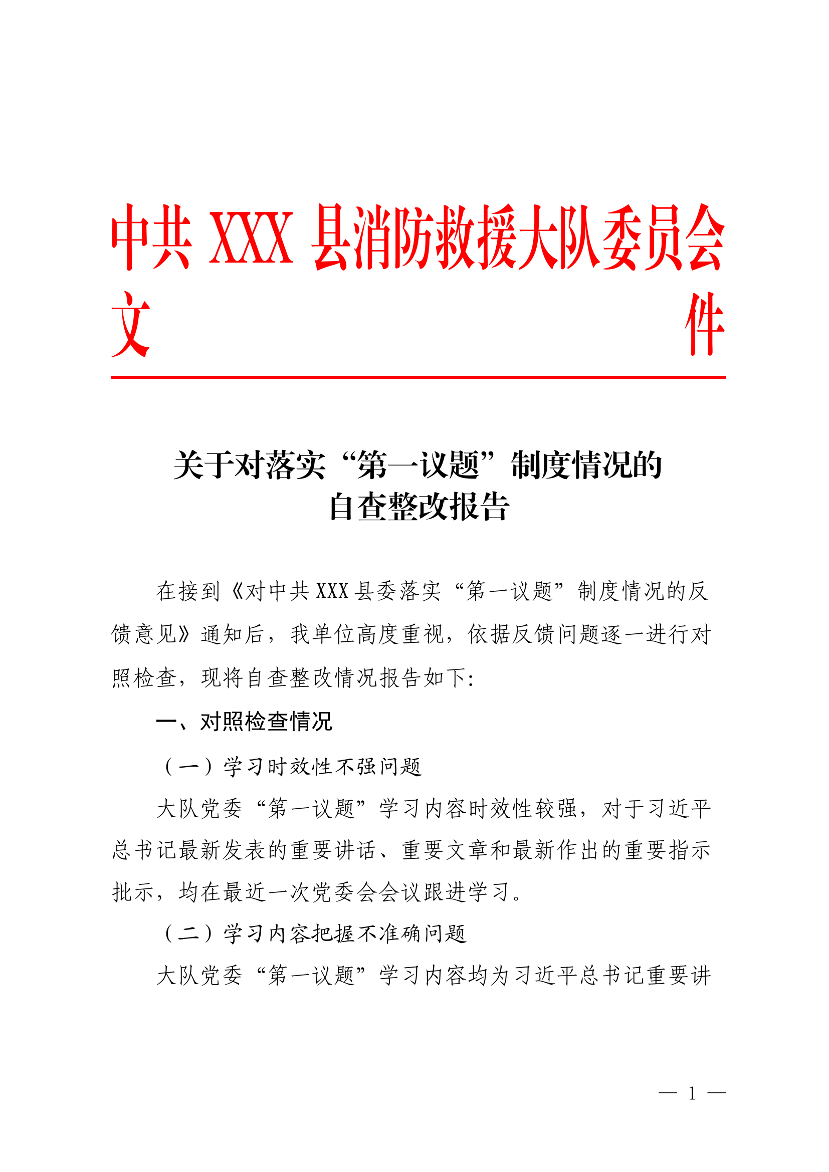 6.13  关于对落实“第一议题”制度情况的自查整改报告.docx 第1页