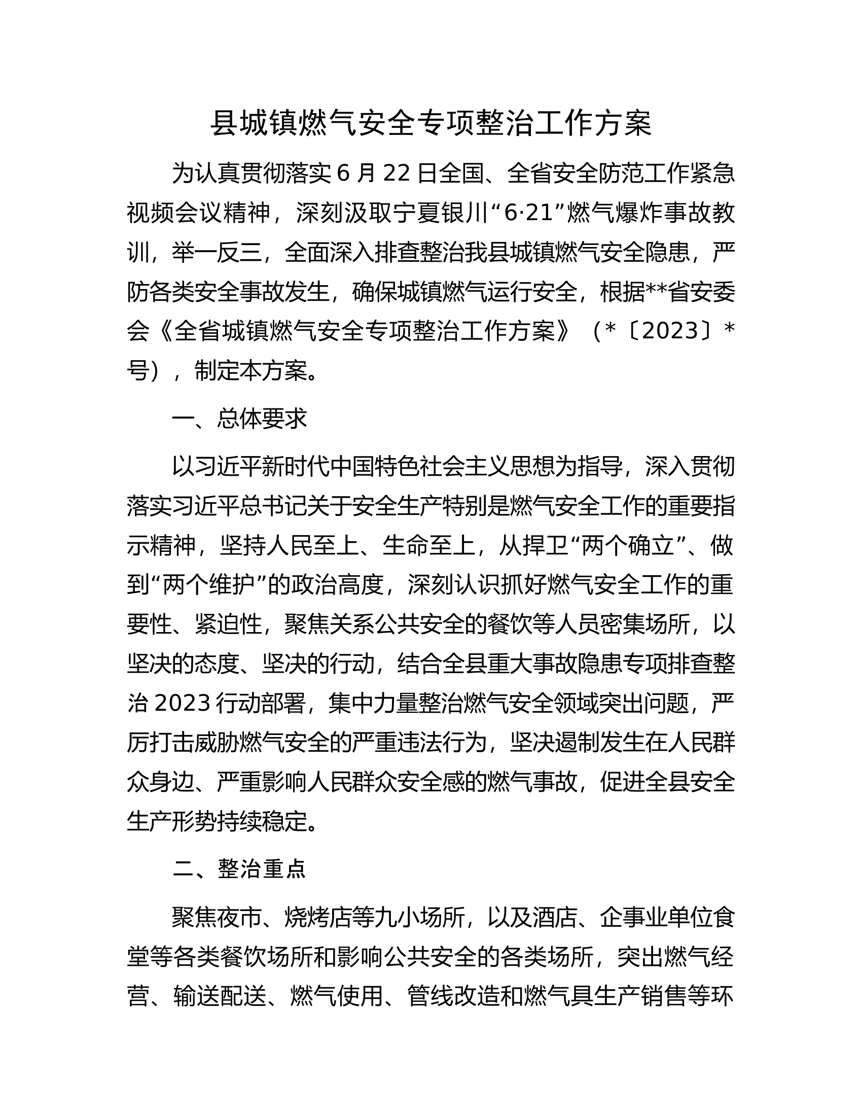 县城镇燃气安全专项整治工作方案.docx 第1页