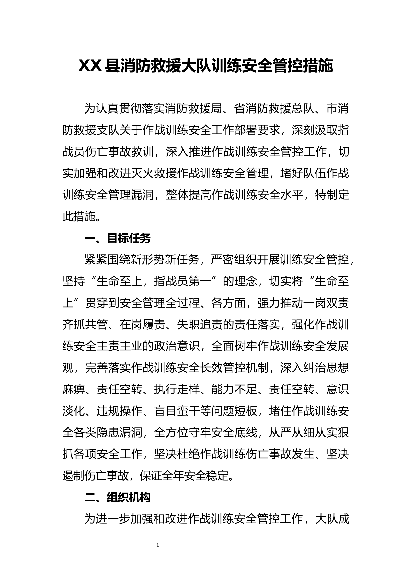 XX县消防救援大队训练安全管控措施.docx 第1页