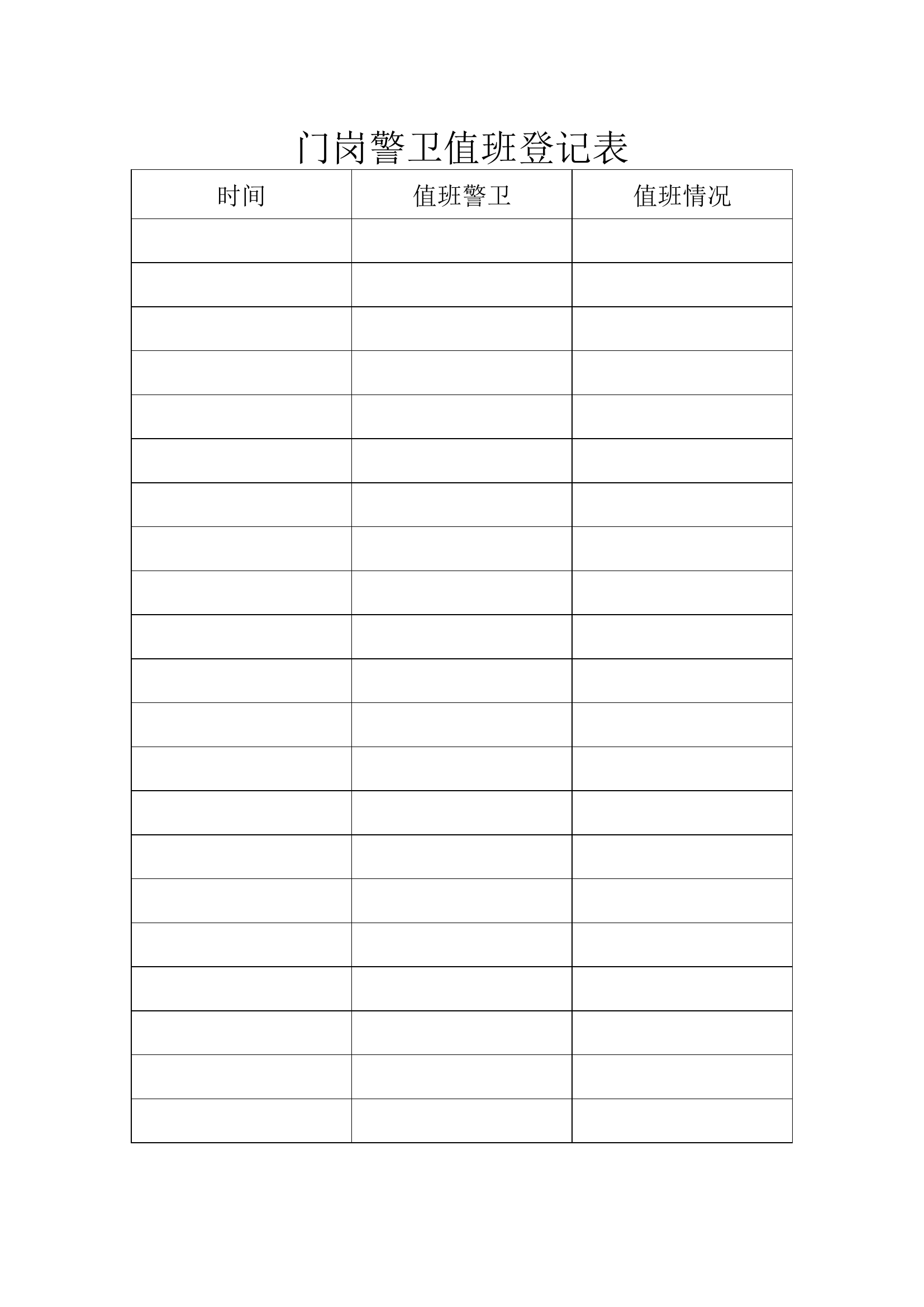 门岗警卫值班登记表.docx 第1页