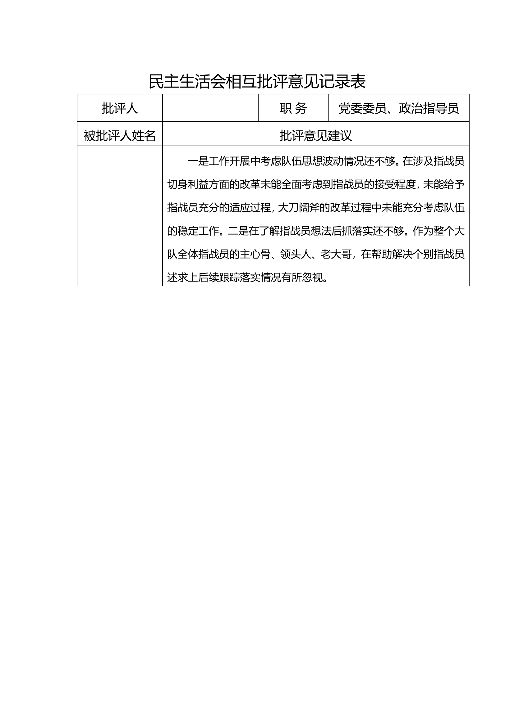 民主生活会相互批评意见记录表.doc 第1页