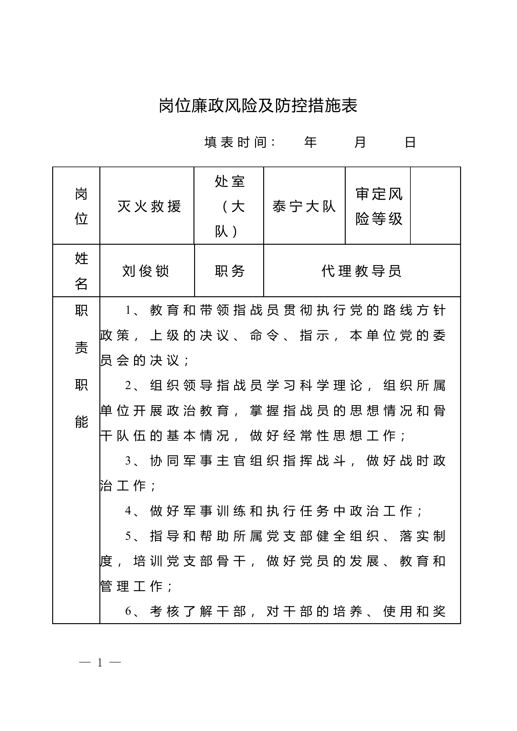 岗位廉政风险及防控措施表(教导员).docx 第1页