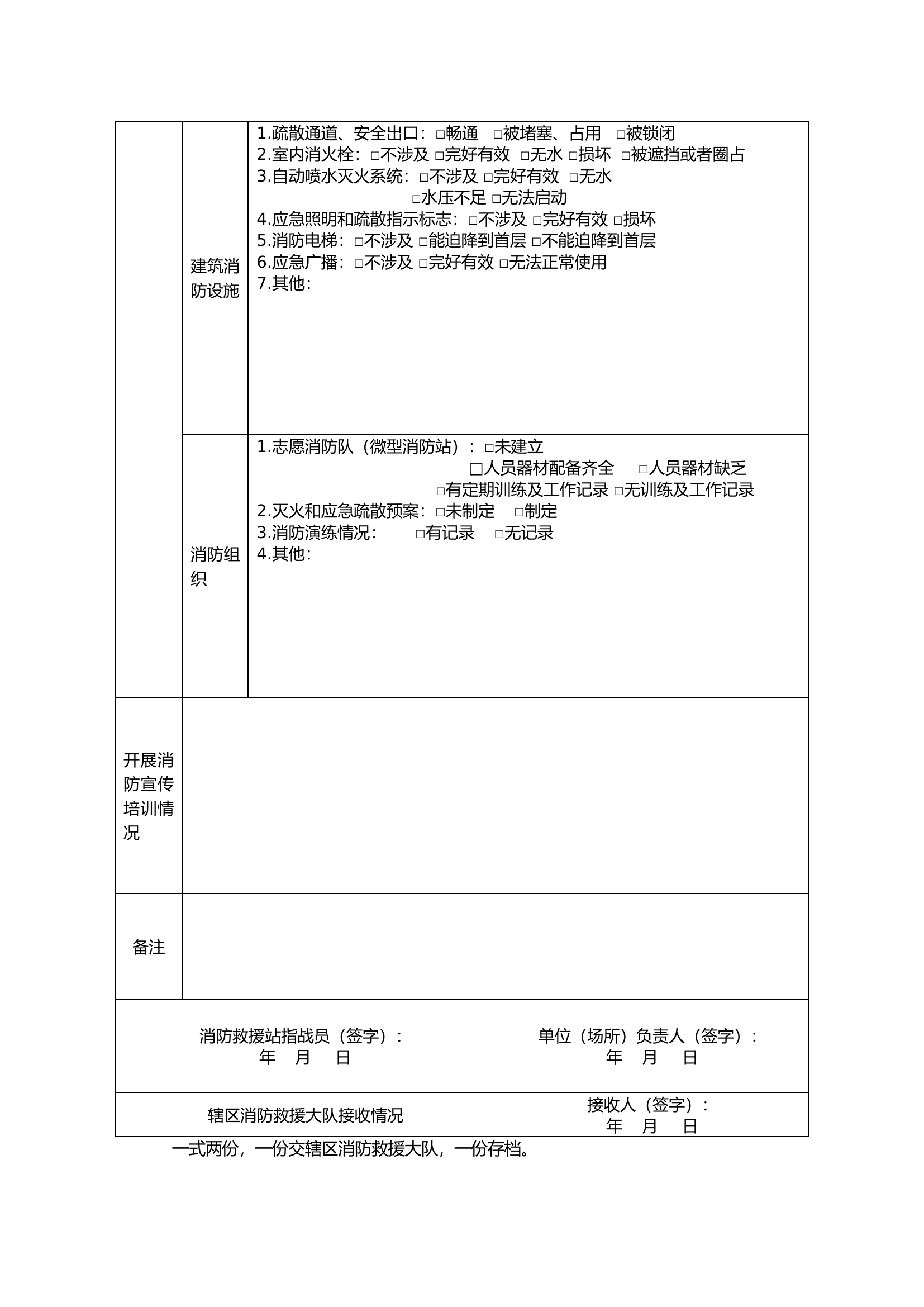 消防救援站指战员消防安全检查记录表.docx 第2页