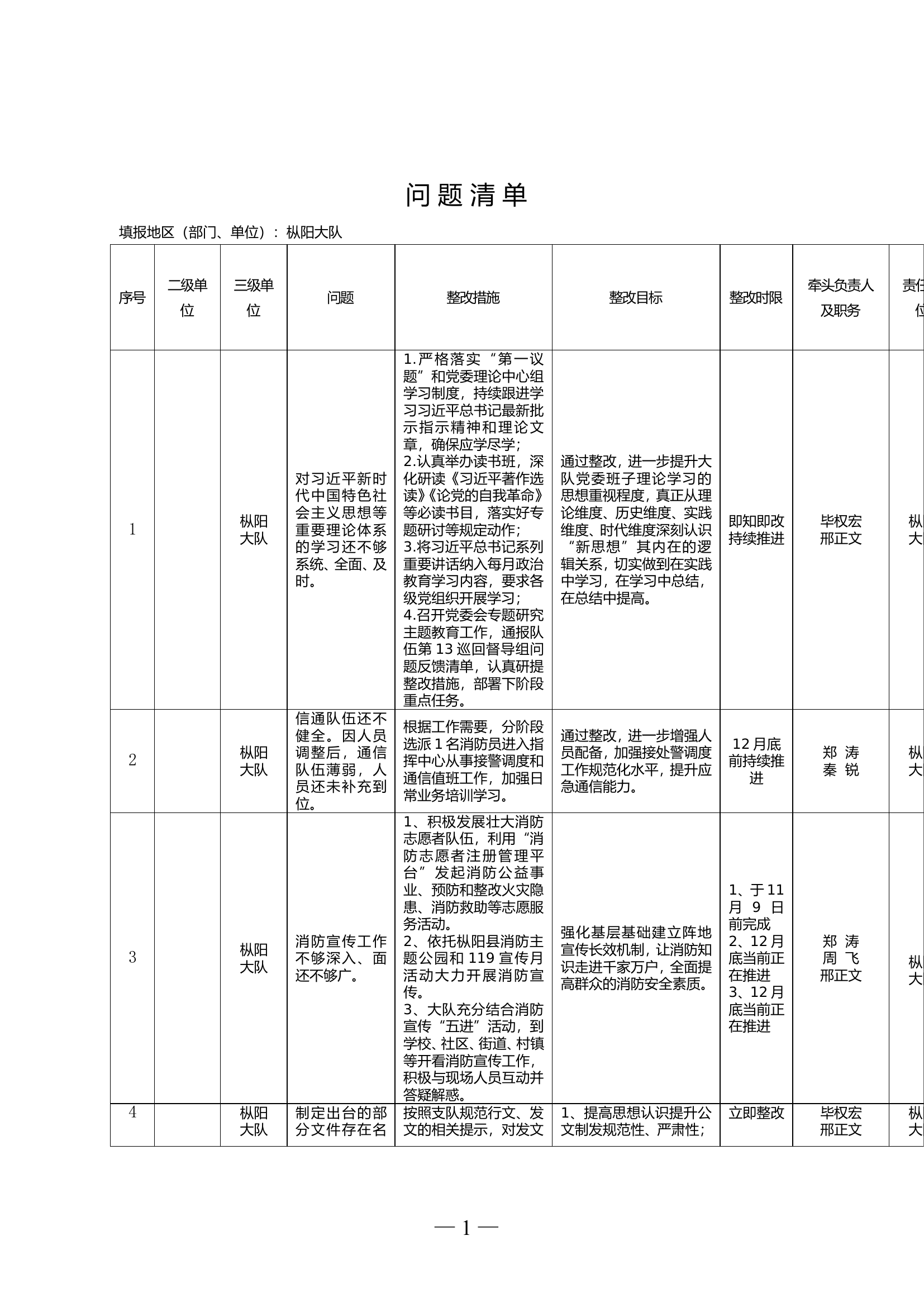 大队问题清单 - 副本.wps 第1页