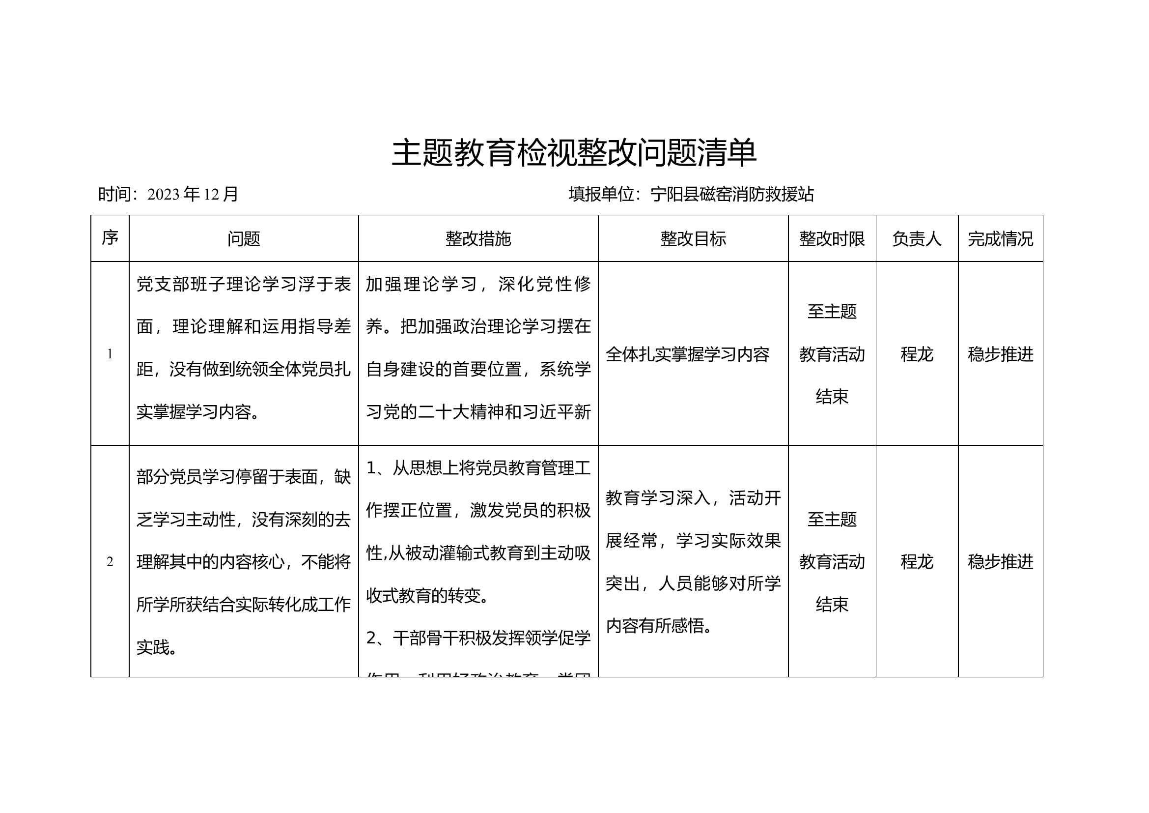 主题教育检视整改问题清单12月.docx 第1页