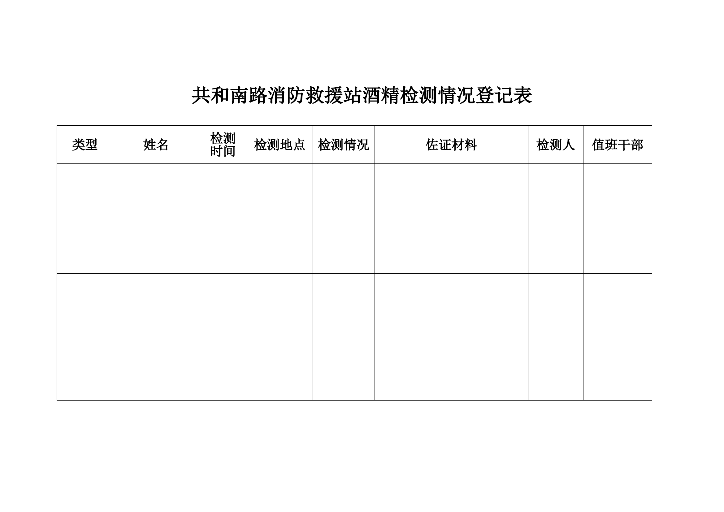 酒精检测登记表.wps 第1页