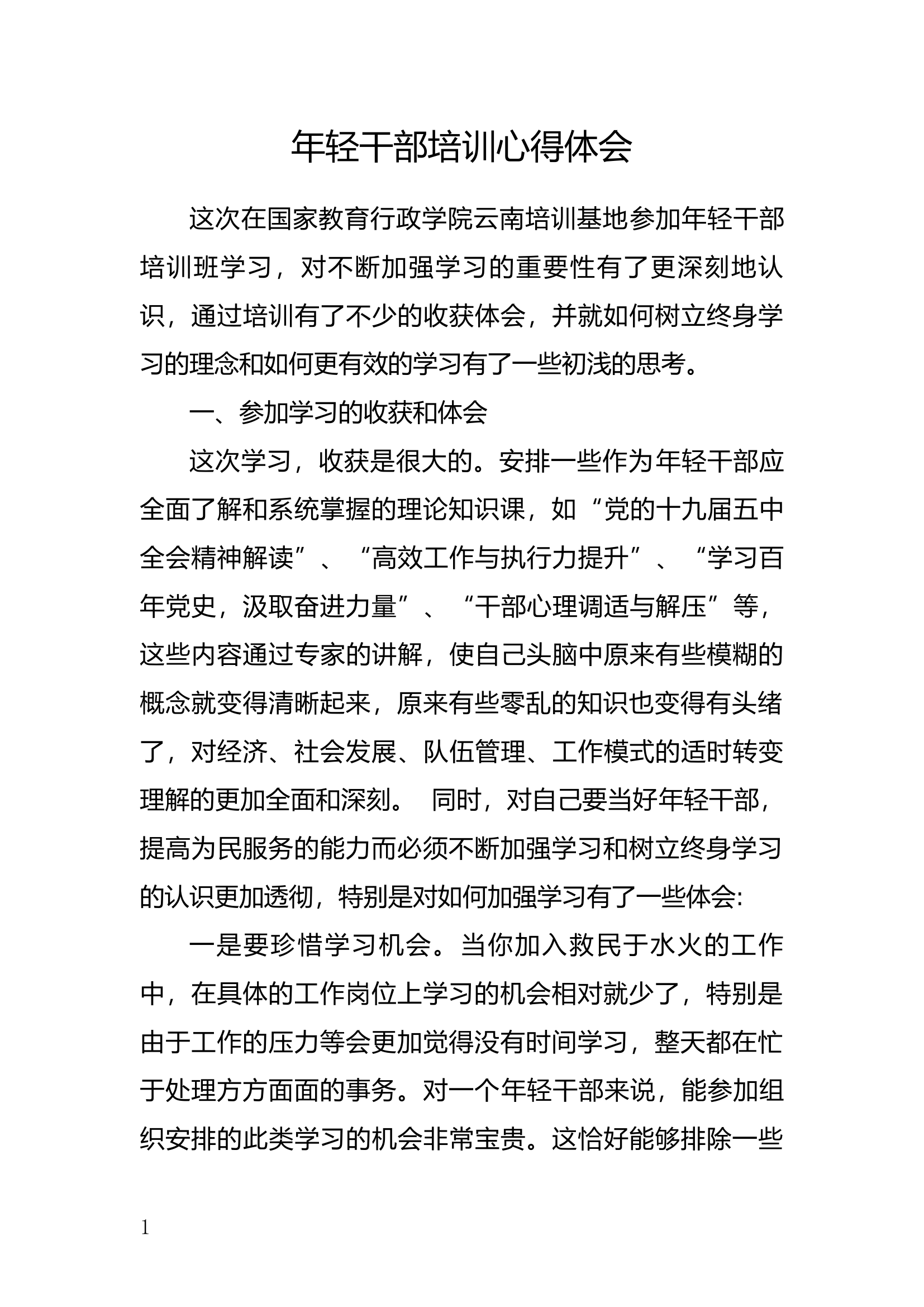 年轻干部培训心得体会.docx 第1页