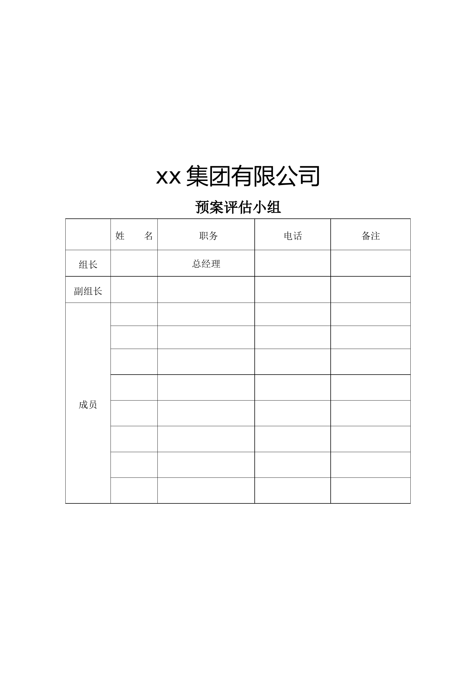 xx集团有限公司应急预案评估报告，2020版.docx 第2页