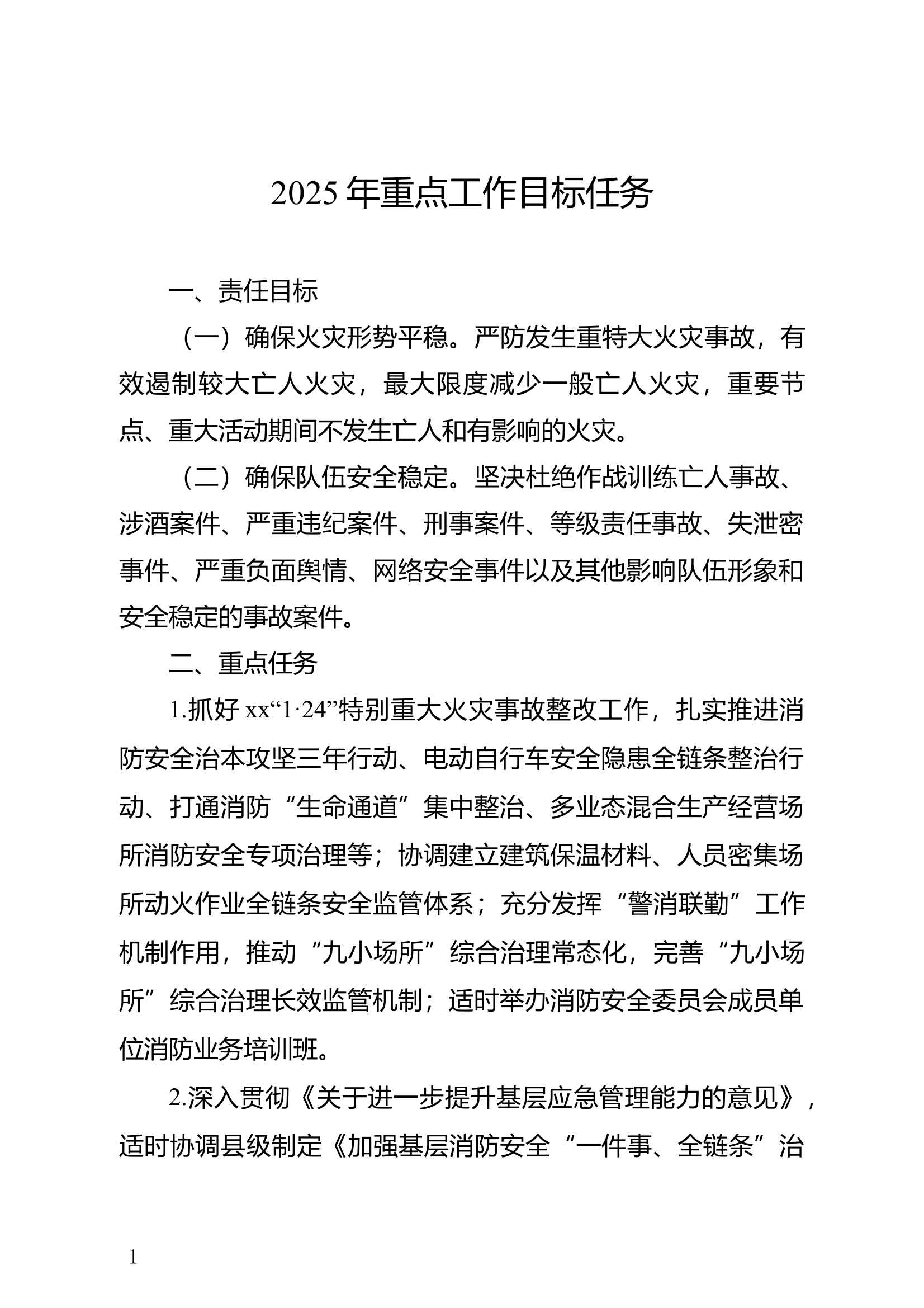 2025年重点工作目标任务 第1页