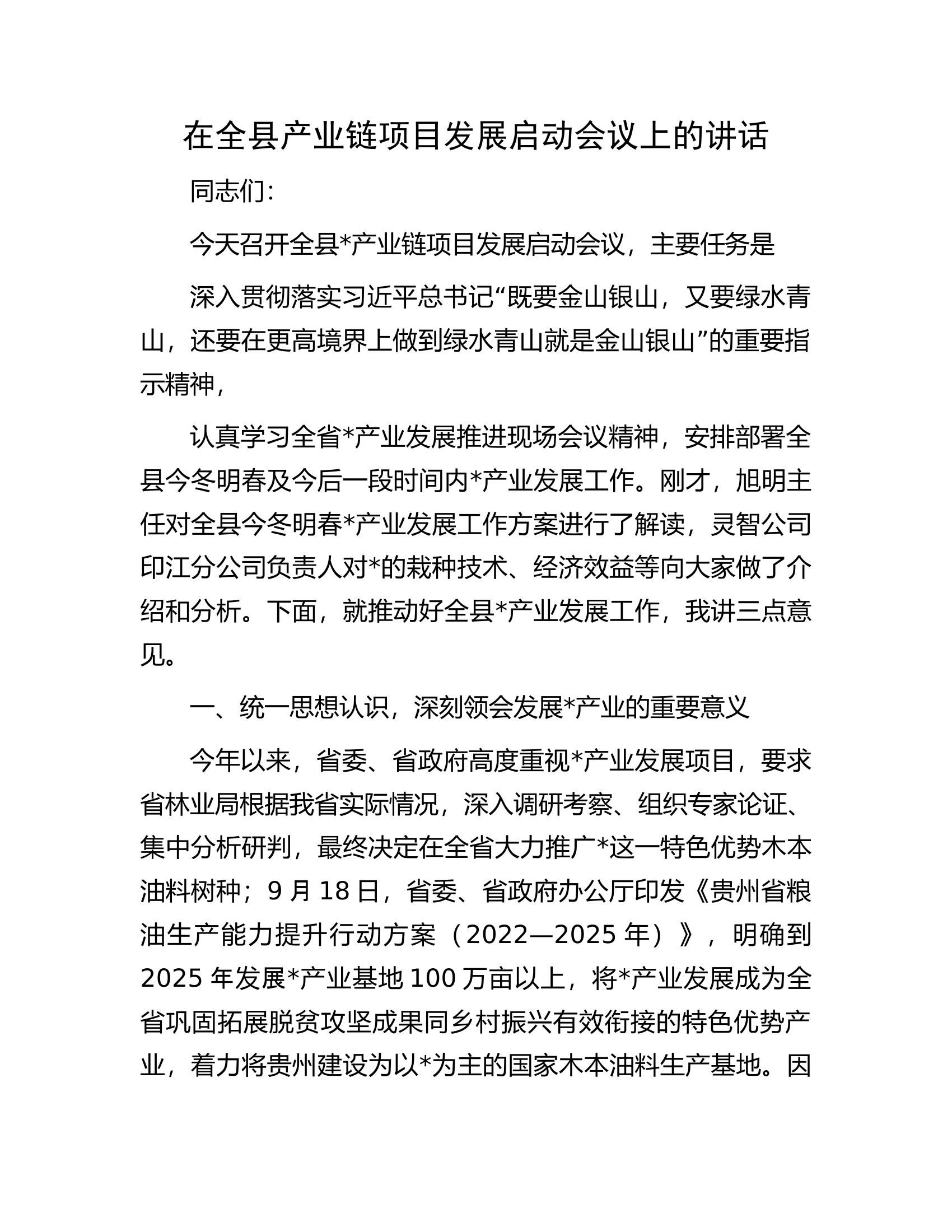 在全县产业链项目发展启动会议上的讲话.docx 第1页