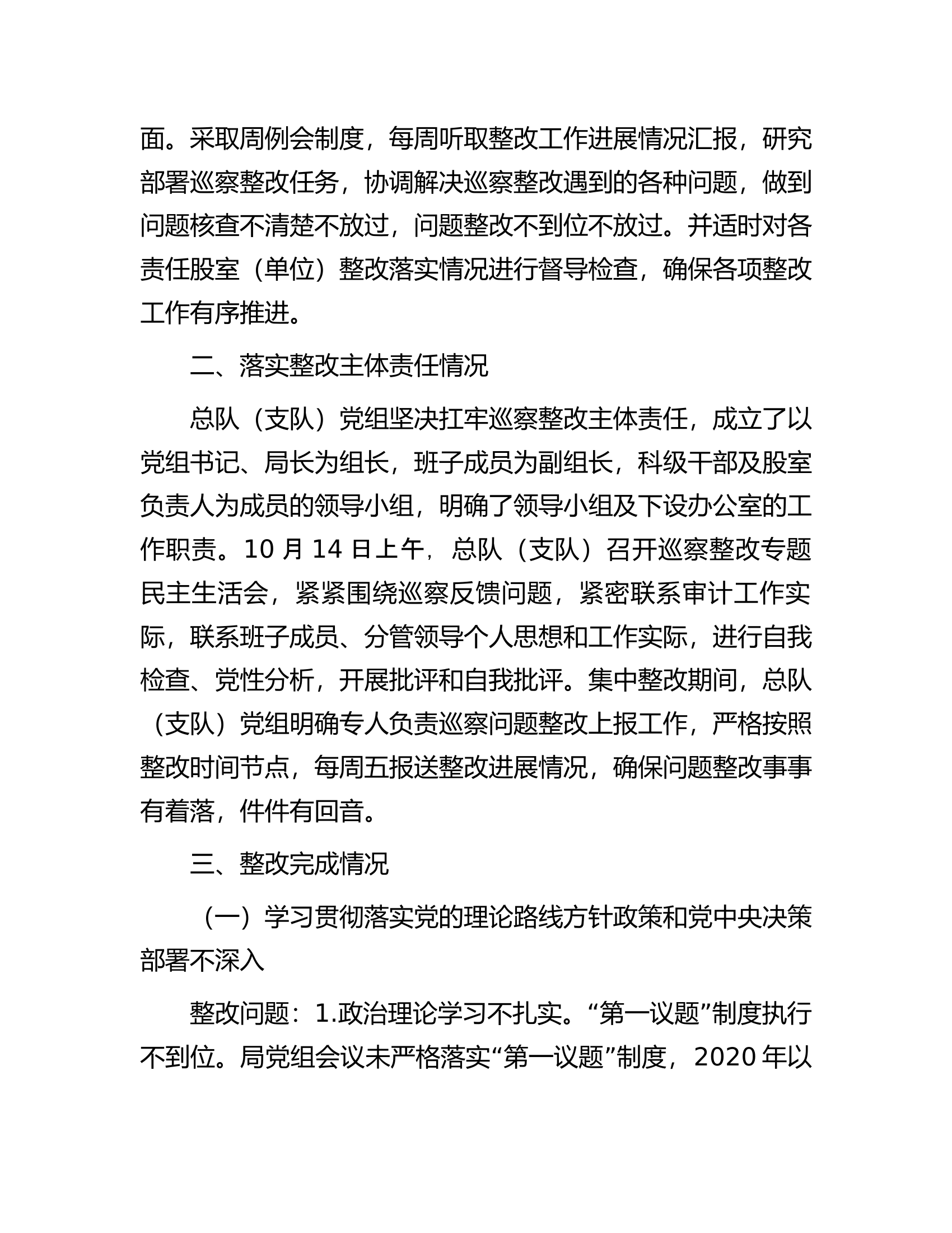 总队（支队）党组关于巡察整改情况的报告..........docx 第2页