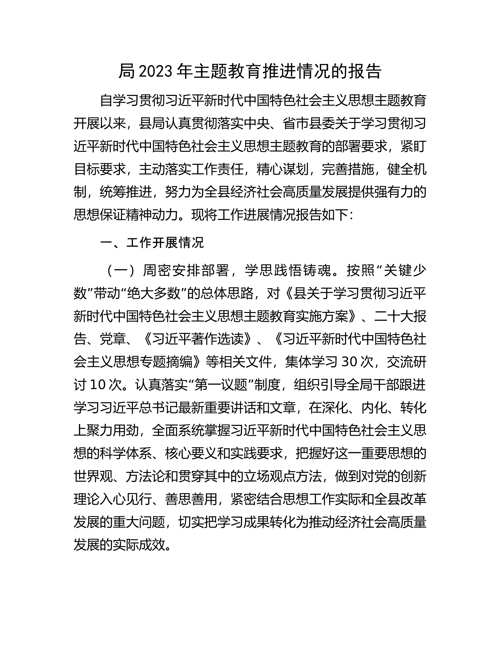 局2023年主题教育推进情况的报告.docx 第1页
