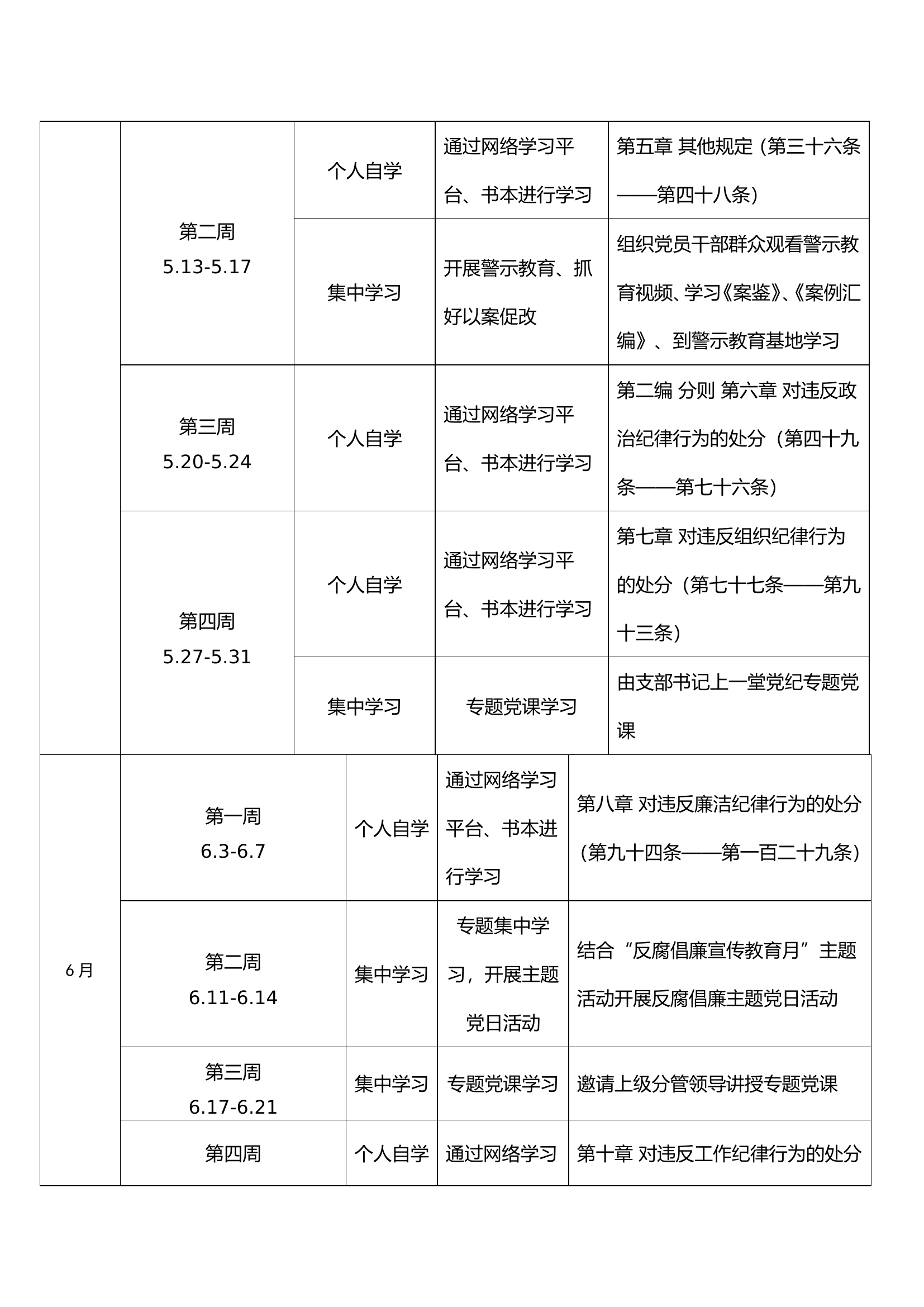 2024年党支部党纪学习教育学习计划表.doc 第2页