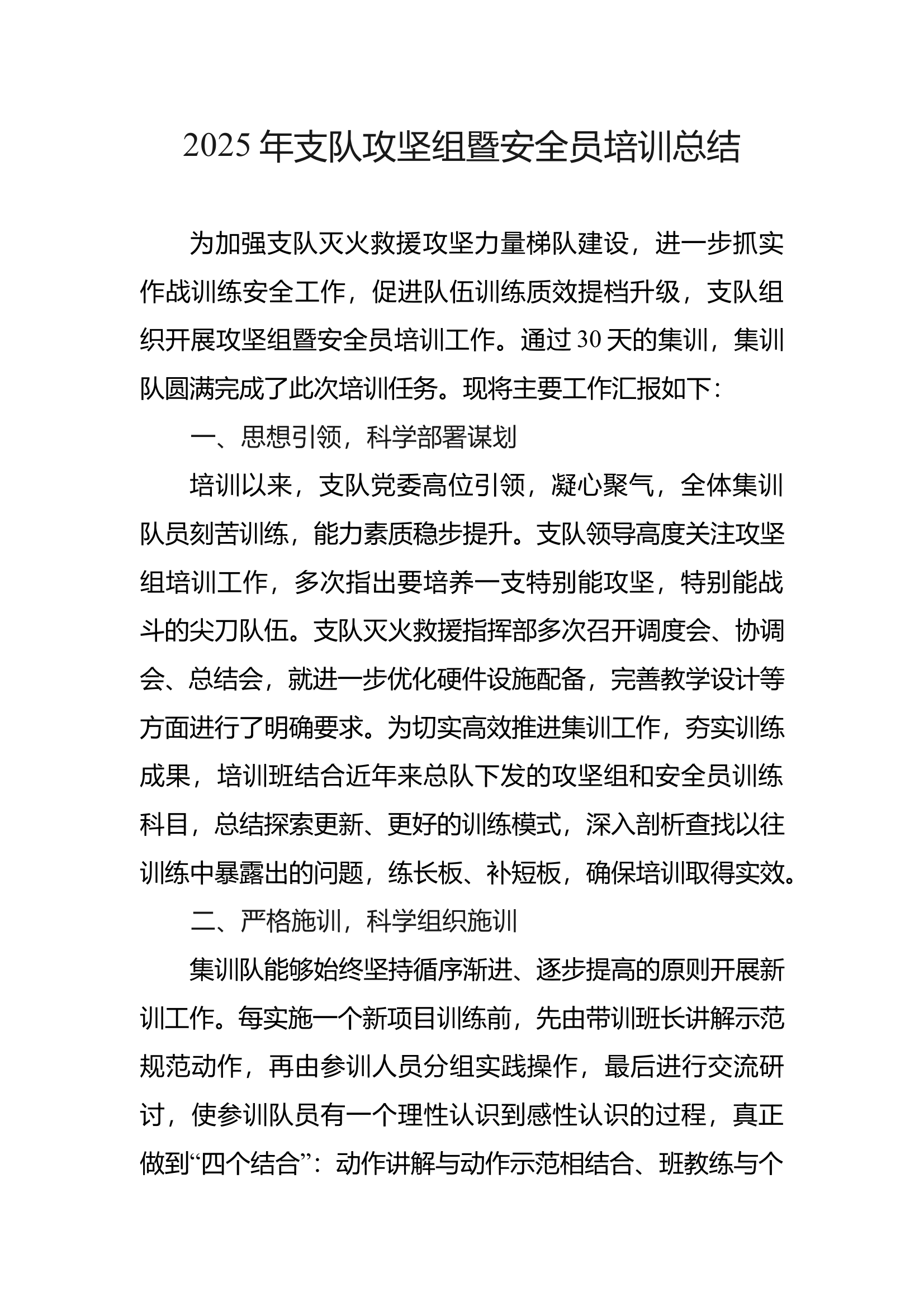 2025年支队攻坚组暨安全员培训总结 第1页