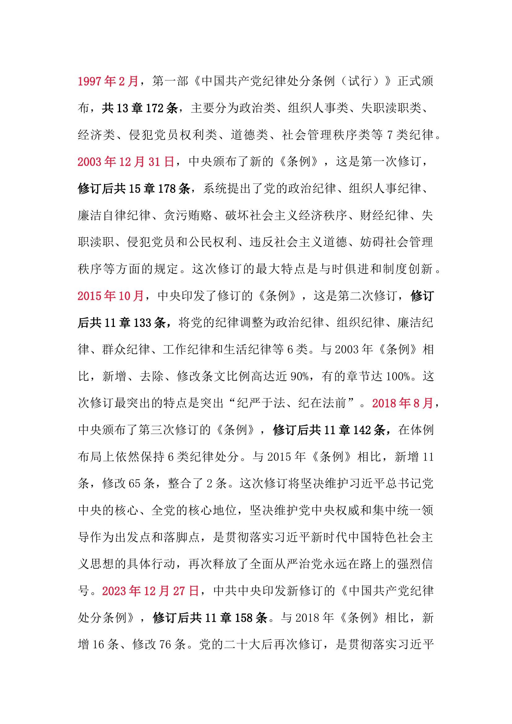 栀夏：党纪学习教育必知，《中国共产党纪律处分条例》历次修订.docx 第1页