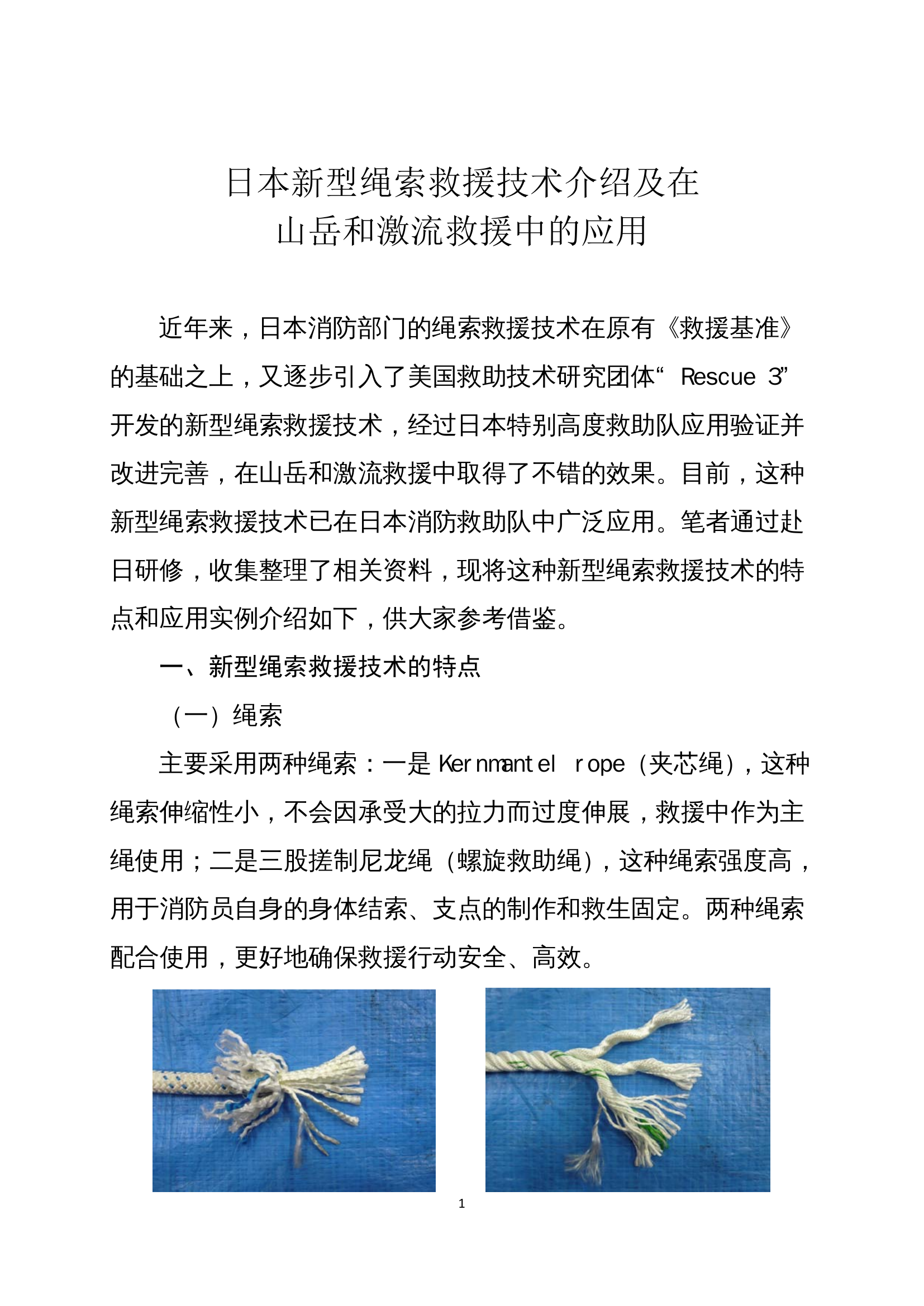 日本新型绳索救援技术介绍及在山岳和激流救援中的应用 .pdf 第1页