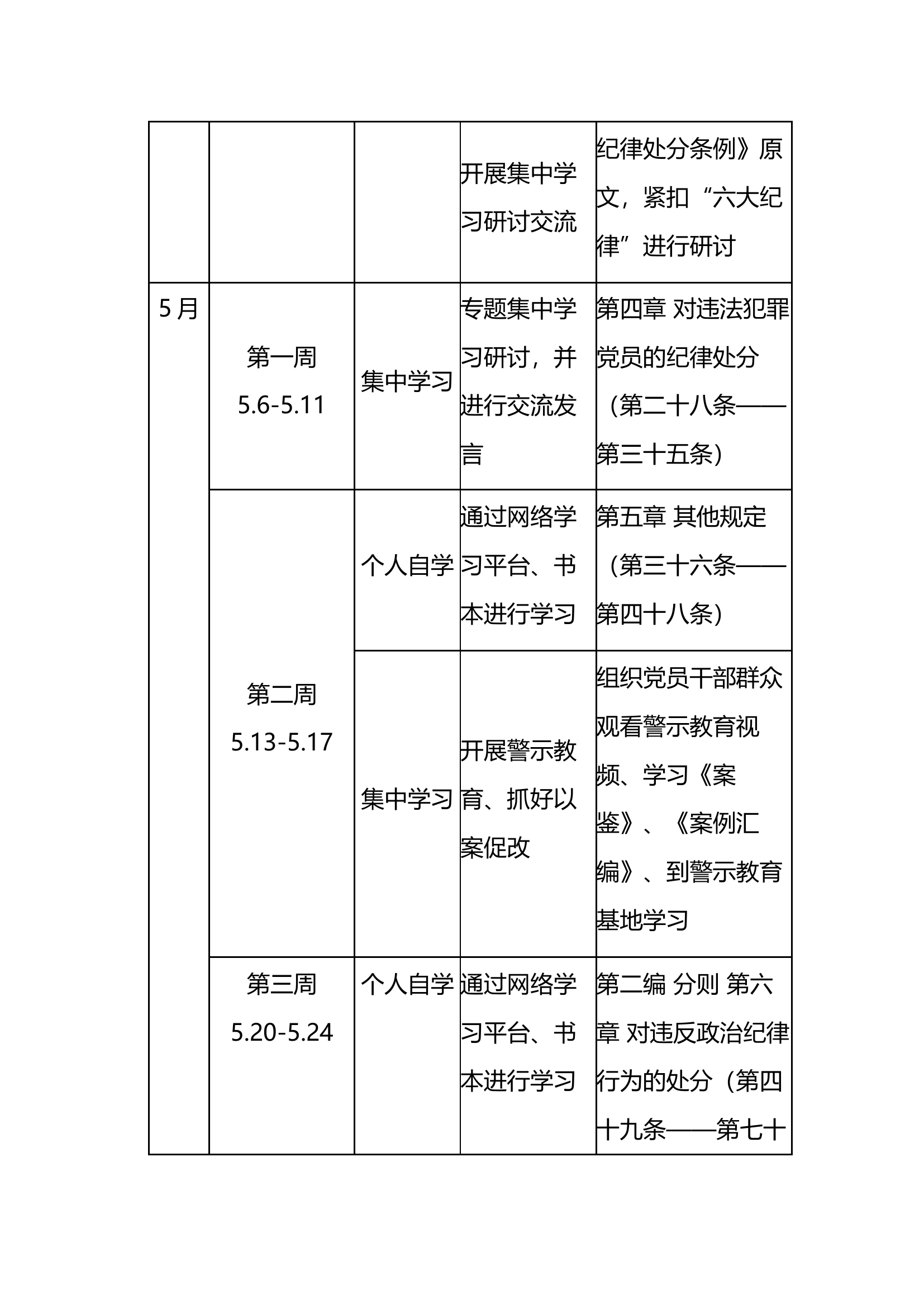2024年党支部党纪学习教育学习计划表.docx 第2页