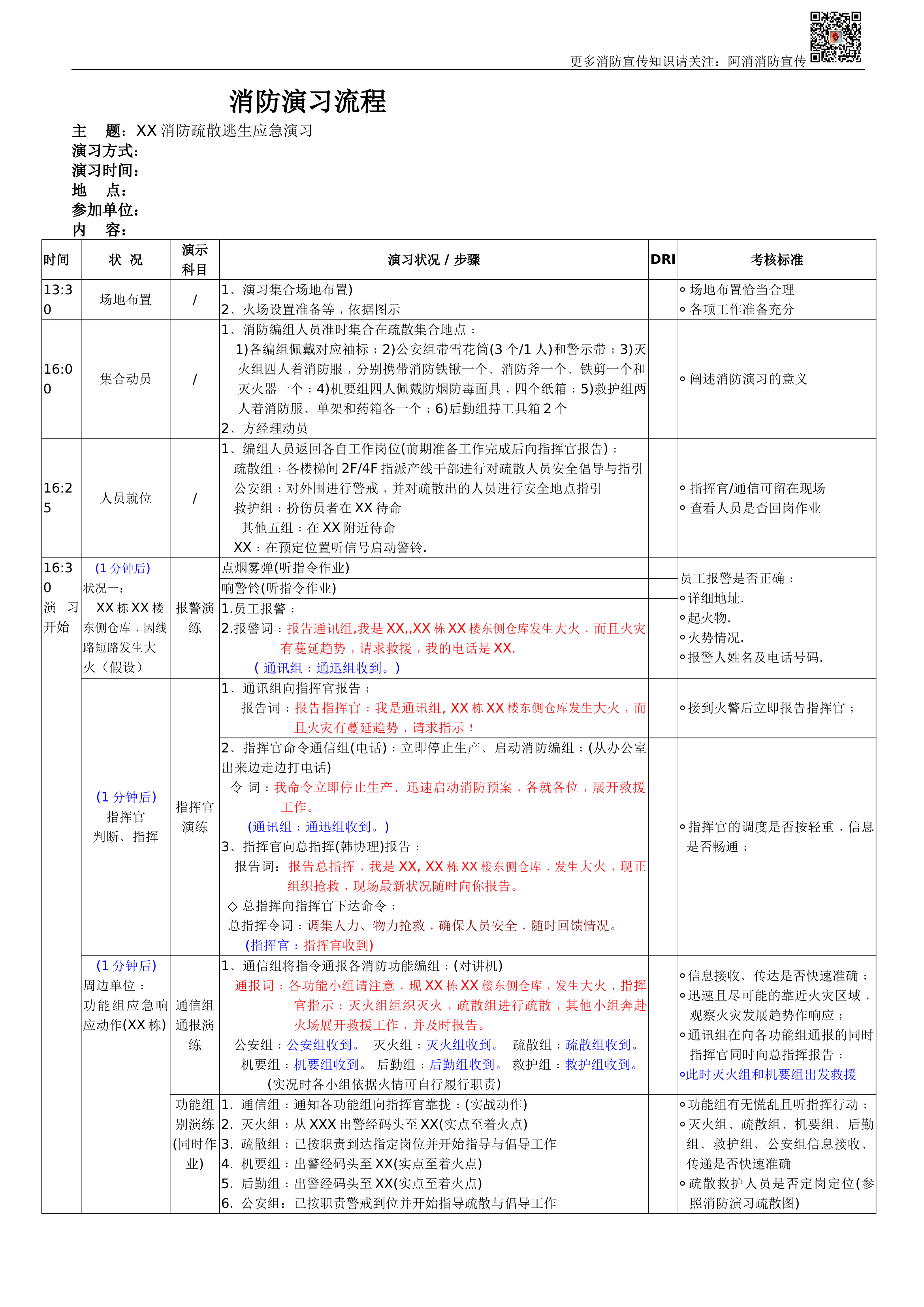 消防演习流程-模板 第1页