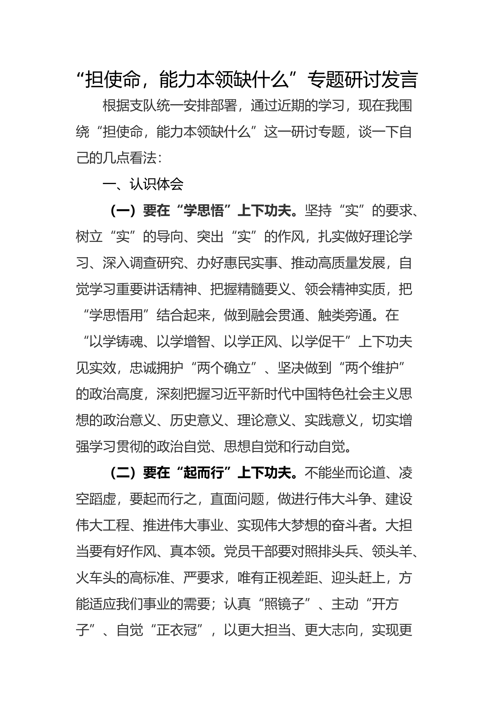 担使命能力本领缺什么研讨发言.docx 第1页