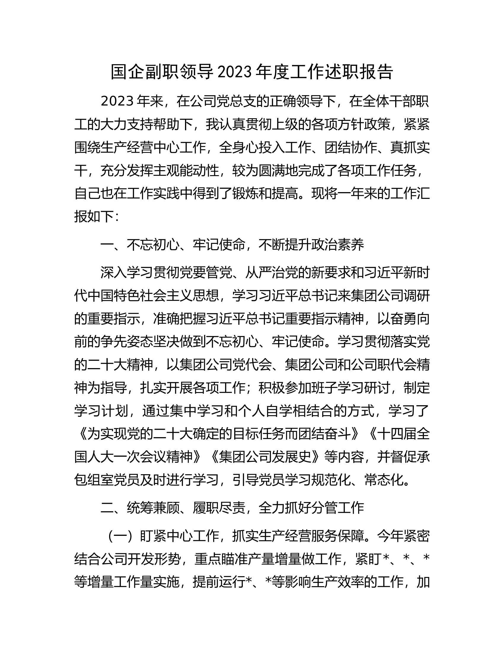 国企副职领导2023年度工作述职报告.docx 第1页