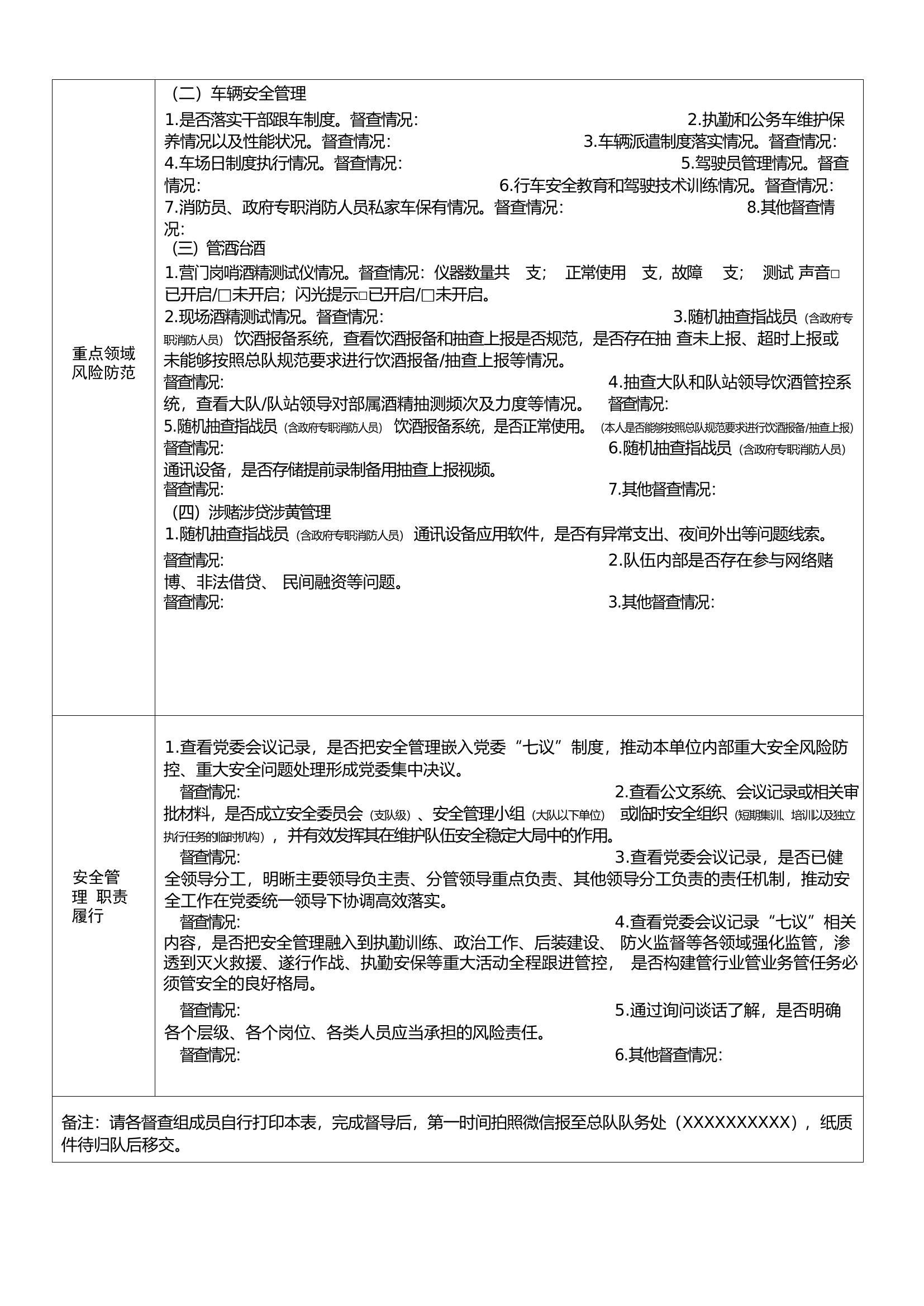 XX市消防救援支队队伍管理教育暨安全工作实地督查情况登记表.docx 第2页
