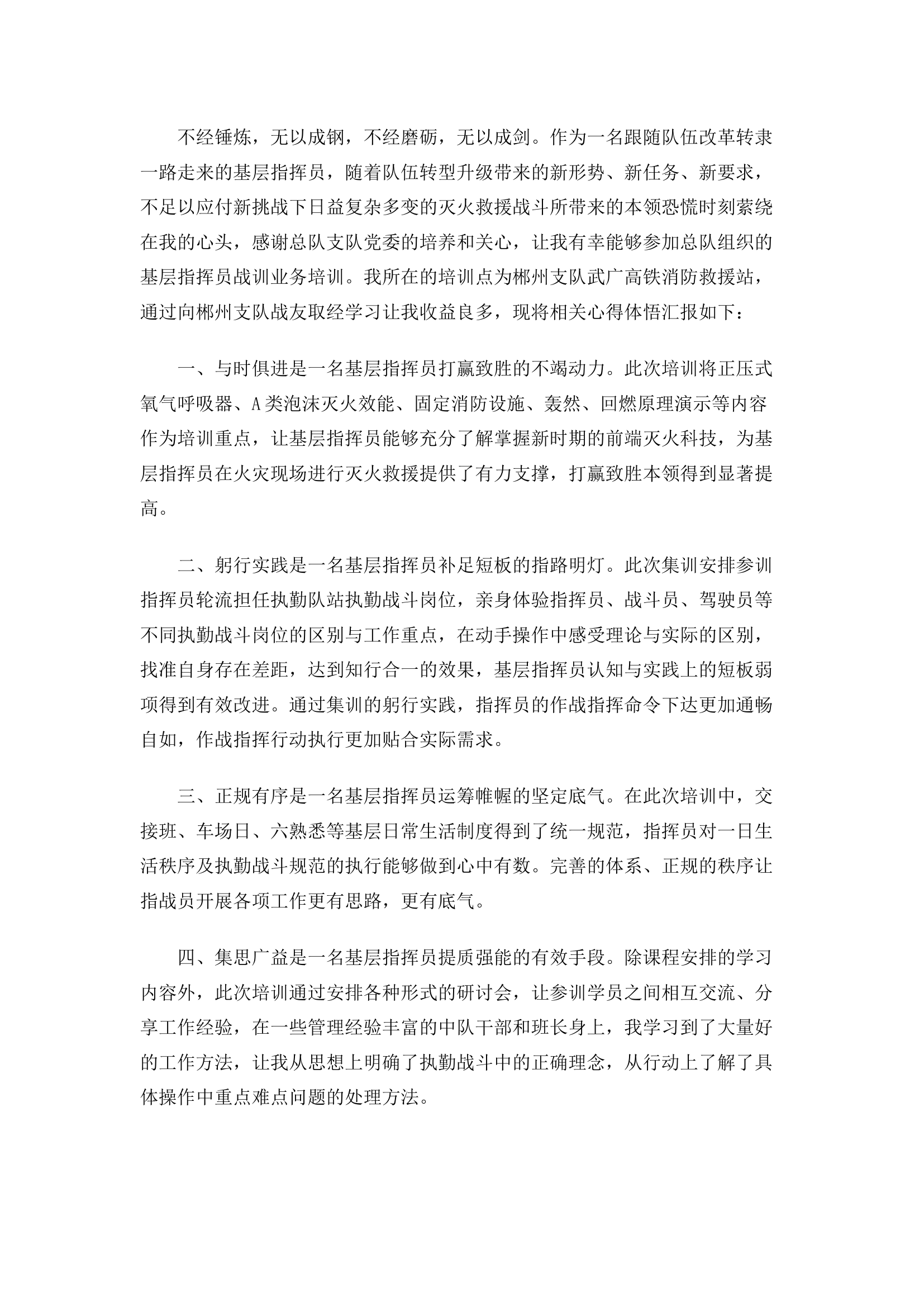精品：参加总队基层指挥员战训业务培训有感.docx 第1页