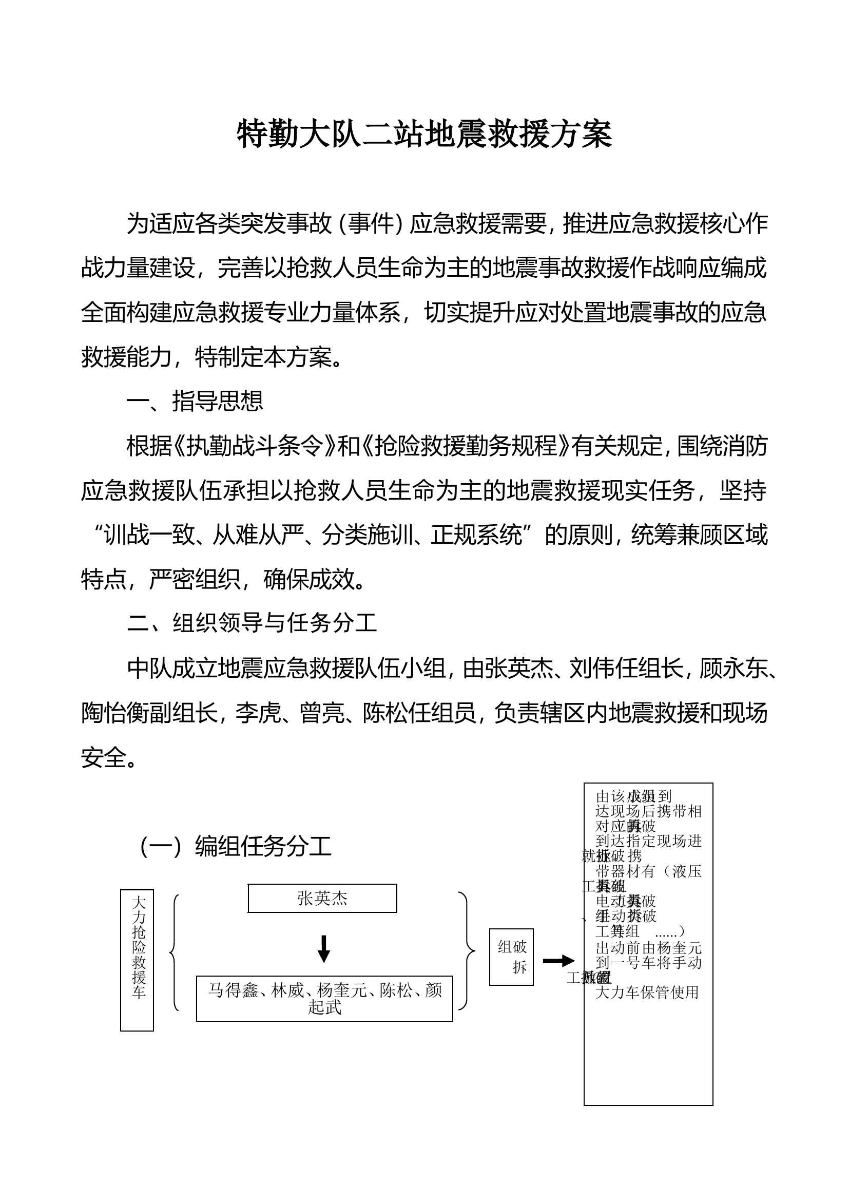 特勤大队二站地震救援方案(1)(1).doc 第1页