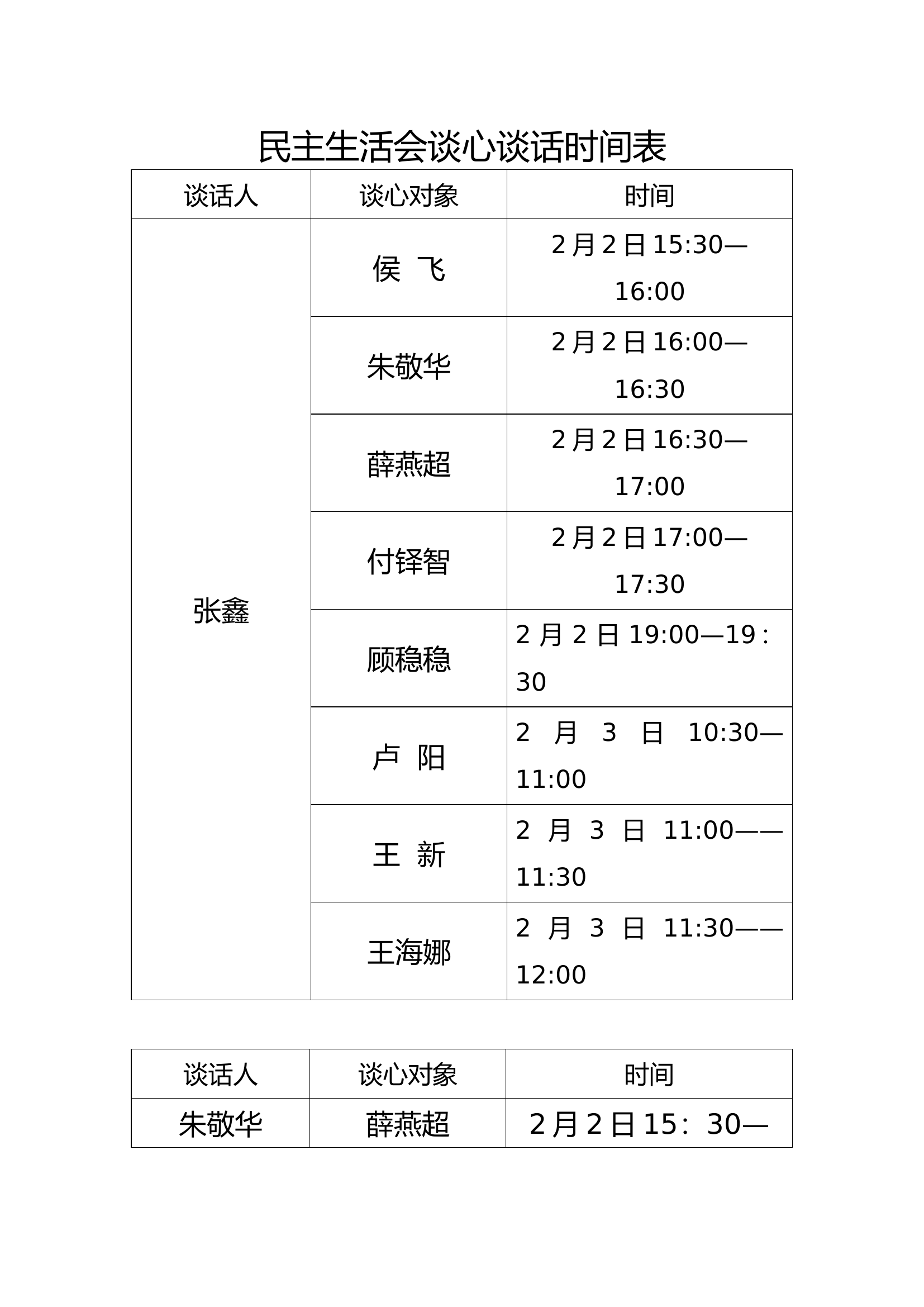 民主生活会谈心谈话时间表.docx 第1页