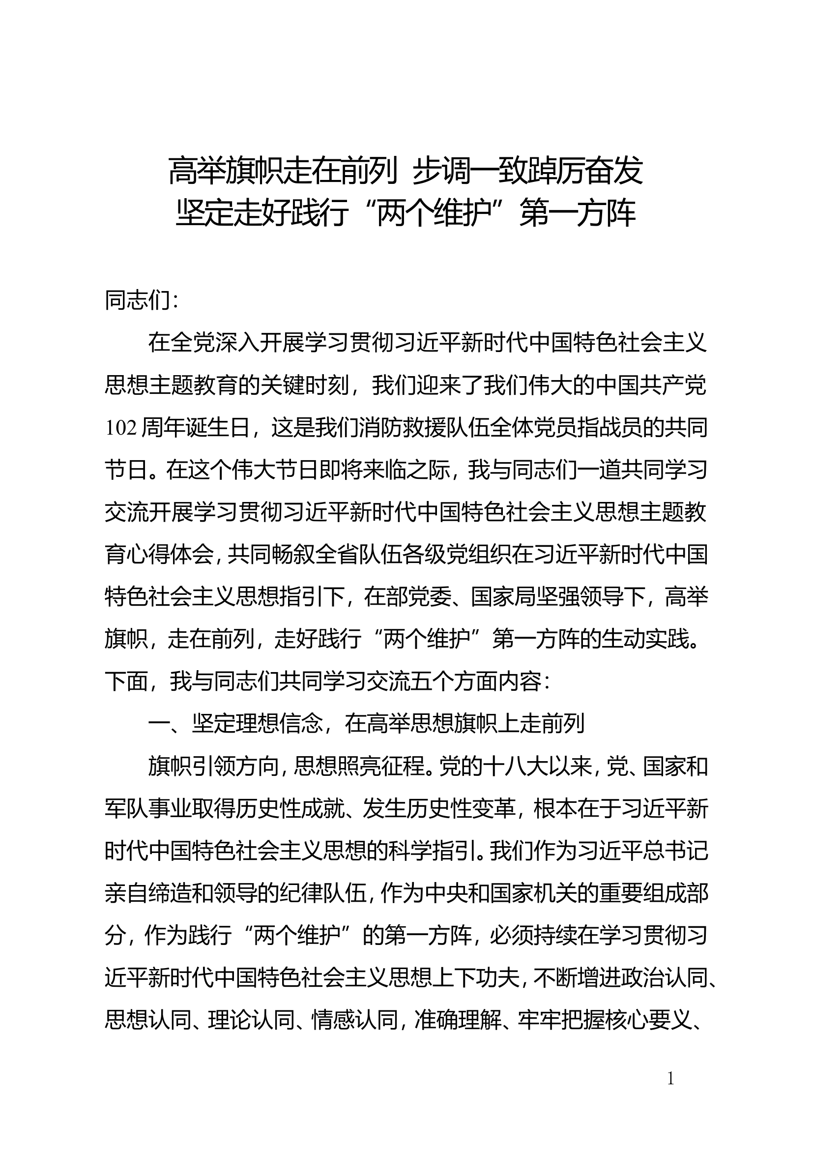 精品：d主题教育研讨材料9000字高举旗帜走在前列  步调一致踔厉奋发.doc 第1页