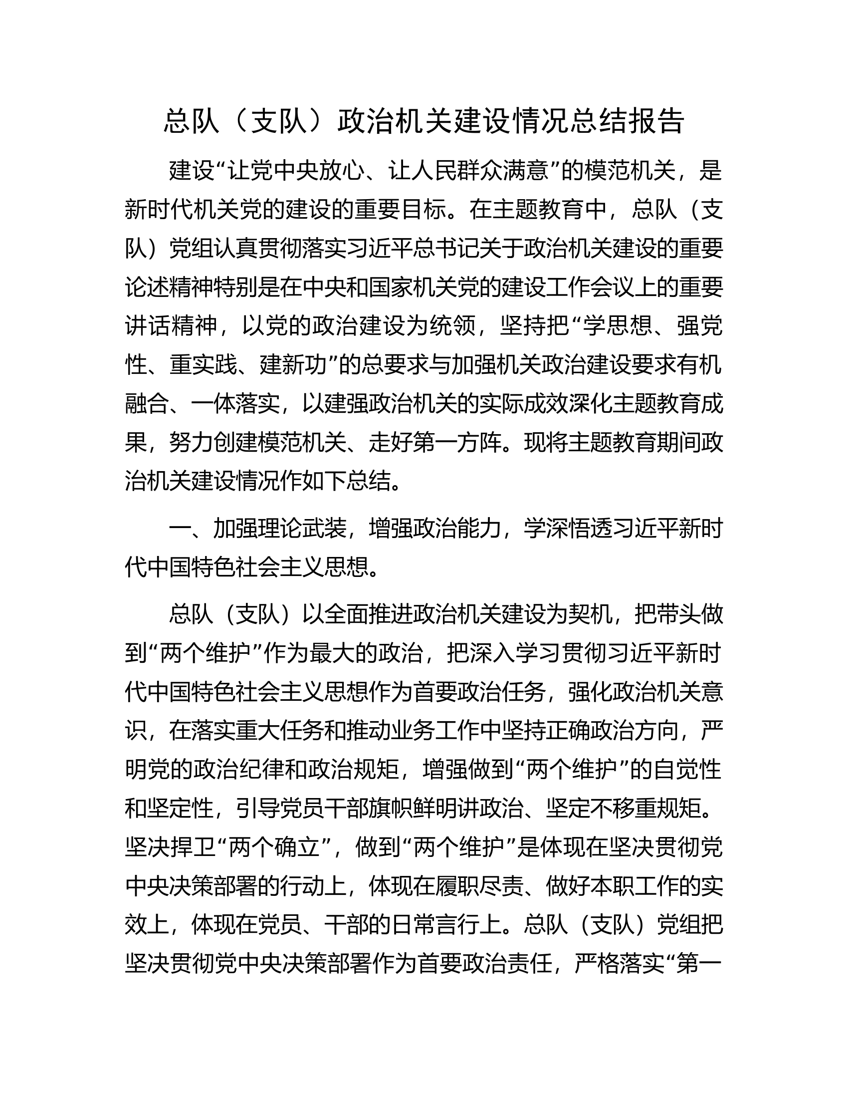 总队（支队）政治机关建设情况总结报告......docx 第1页
