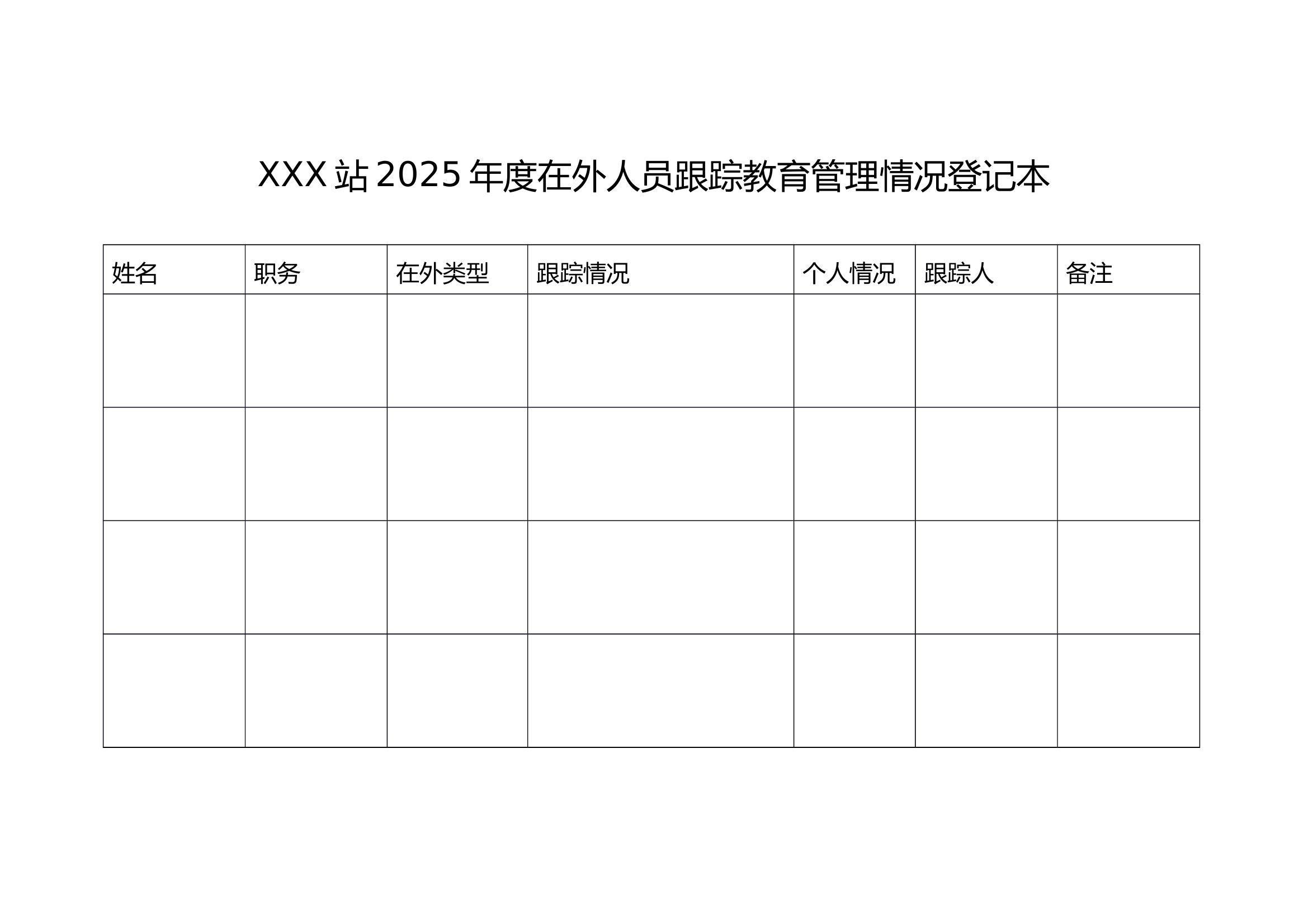 在外人员跟踪管理登记本 第1页