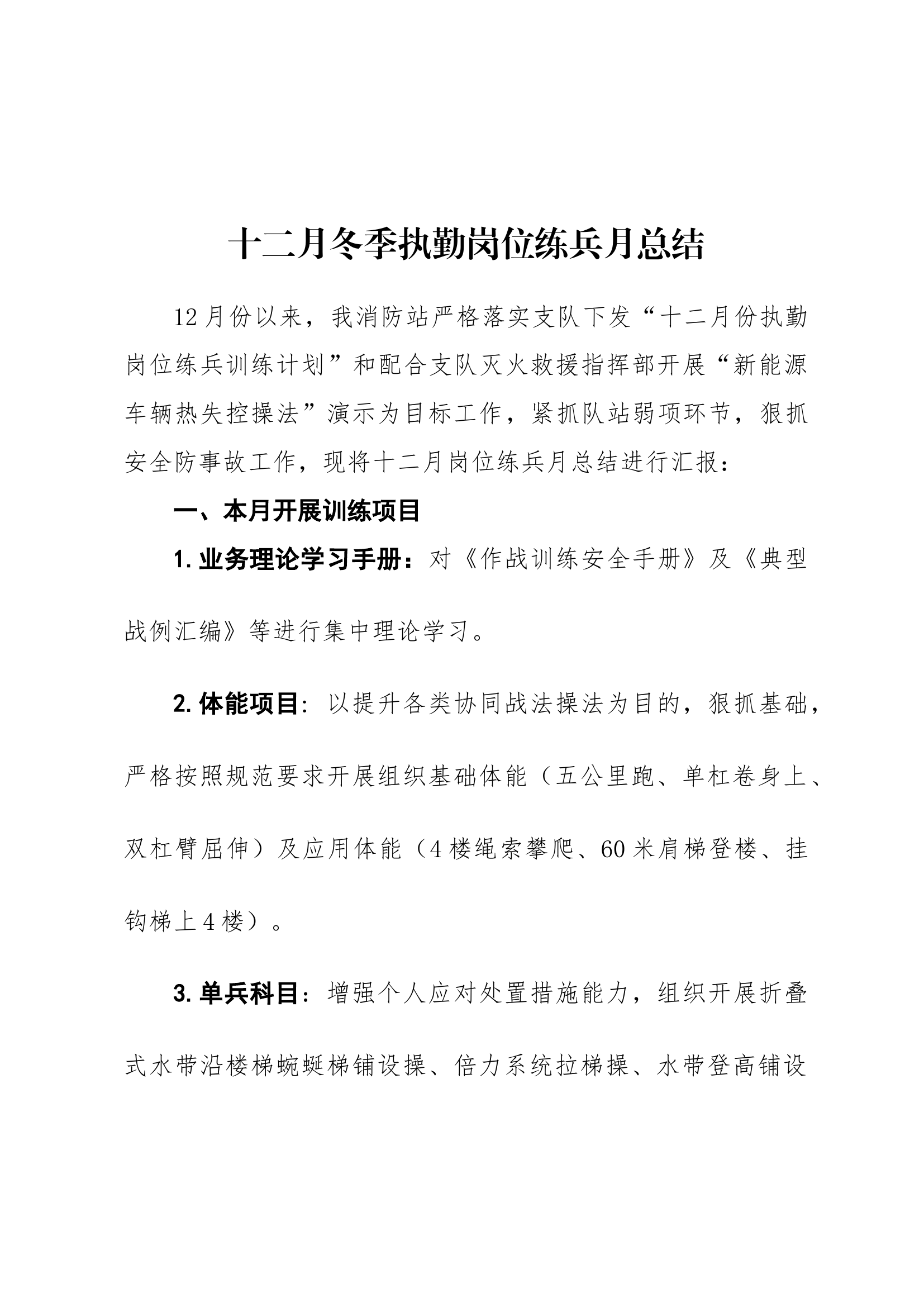 【精品】冬季执勤岗位练兵月总结.docx 第1页