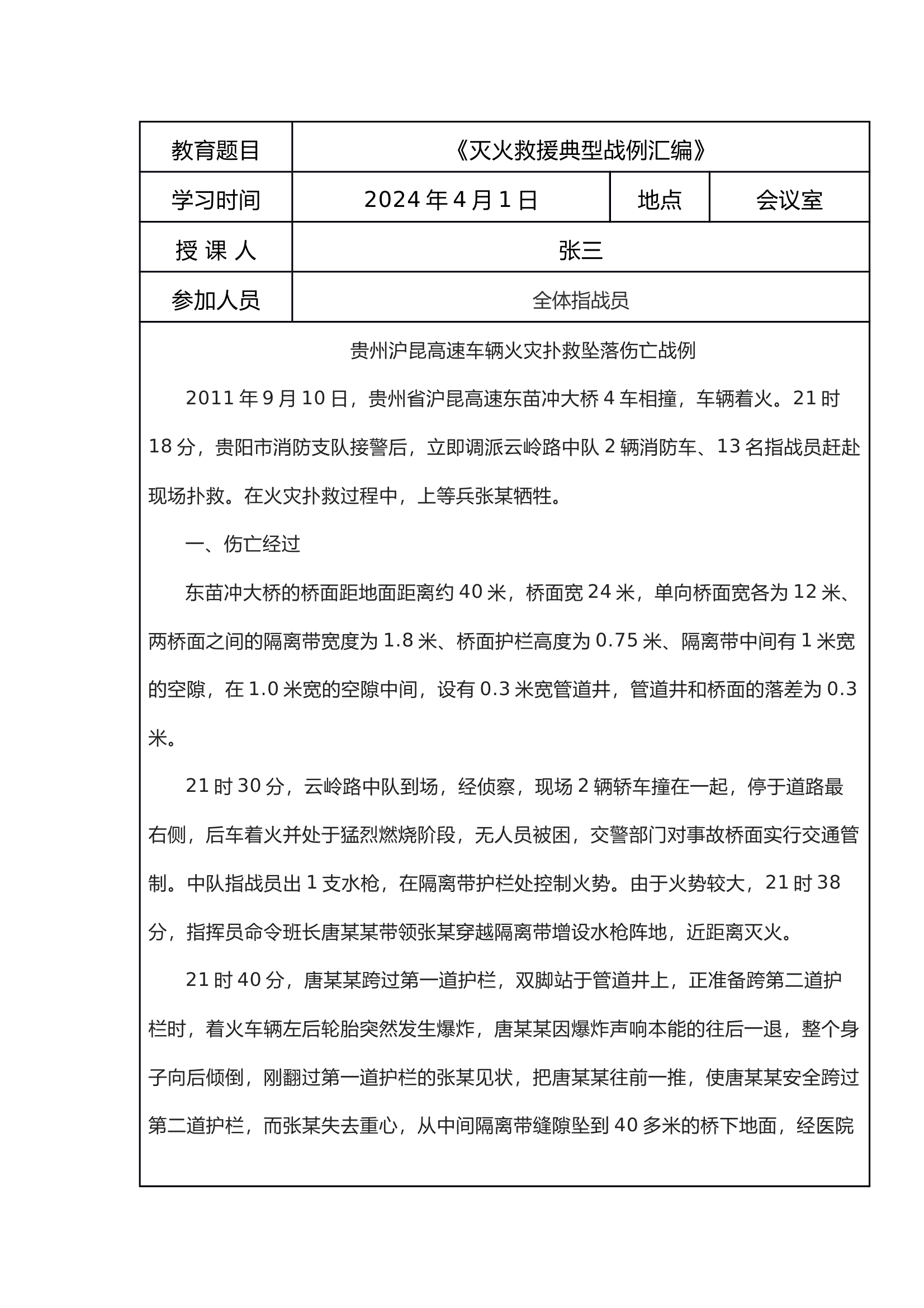 第二季度消防救援站战训典型案例研讨记录材料 第1页