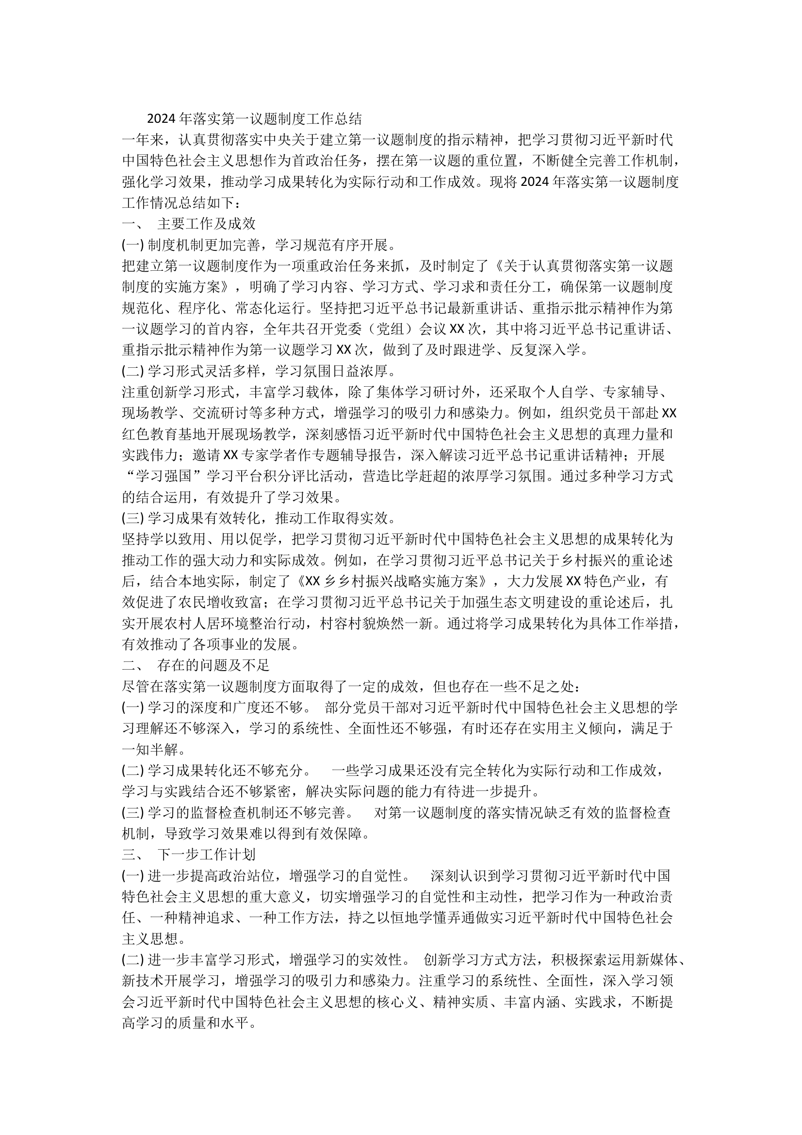 2024年第一议题制度工作总结 第1页