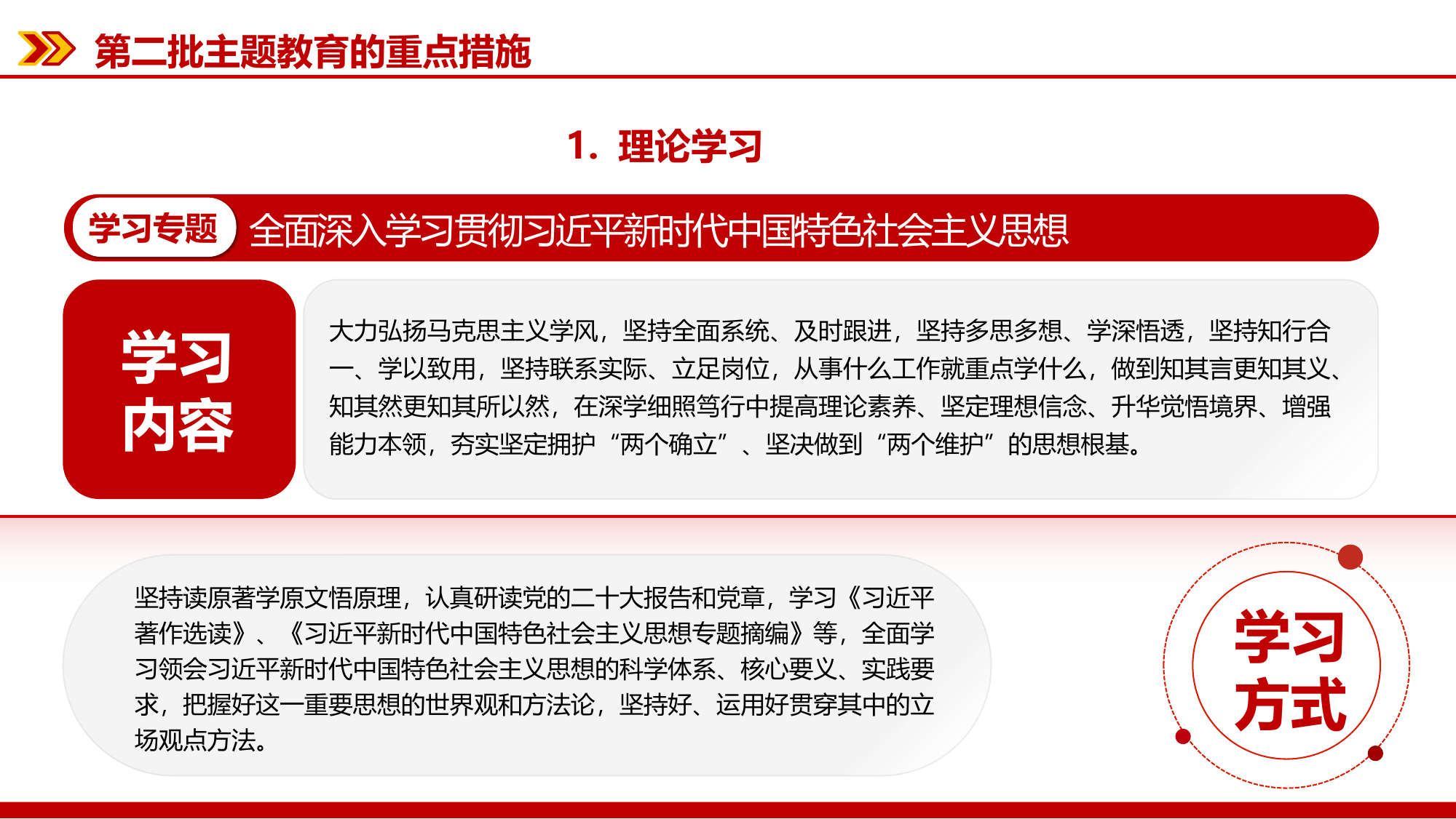 精品：党课：第二批主题教育的重点措施学习贯彻新时代中国特色社会主义思想主题教育党课PPT.pptx 第2页