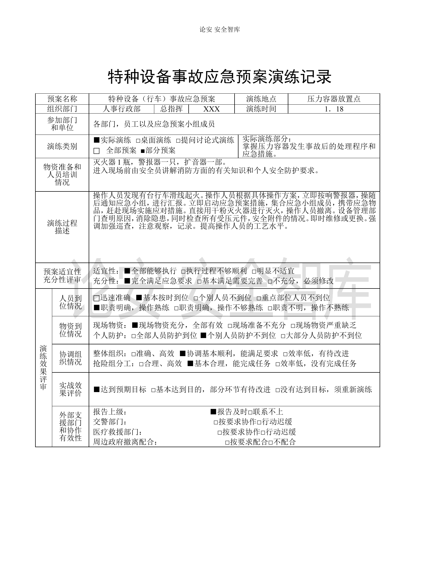 【演练方案】特种设备应急预案演练记录（5页）.doc 第2页