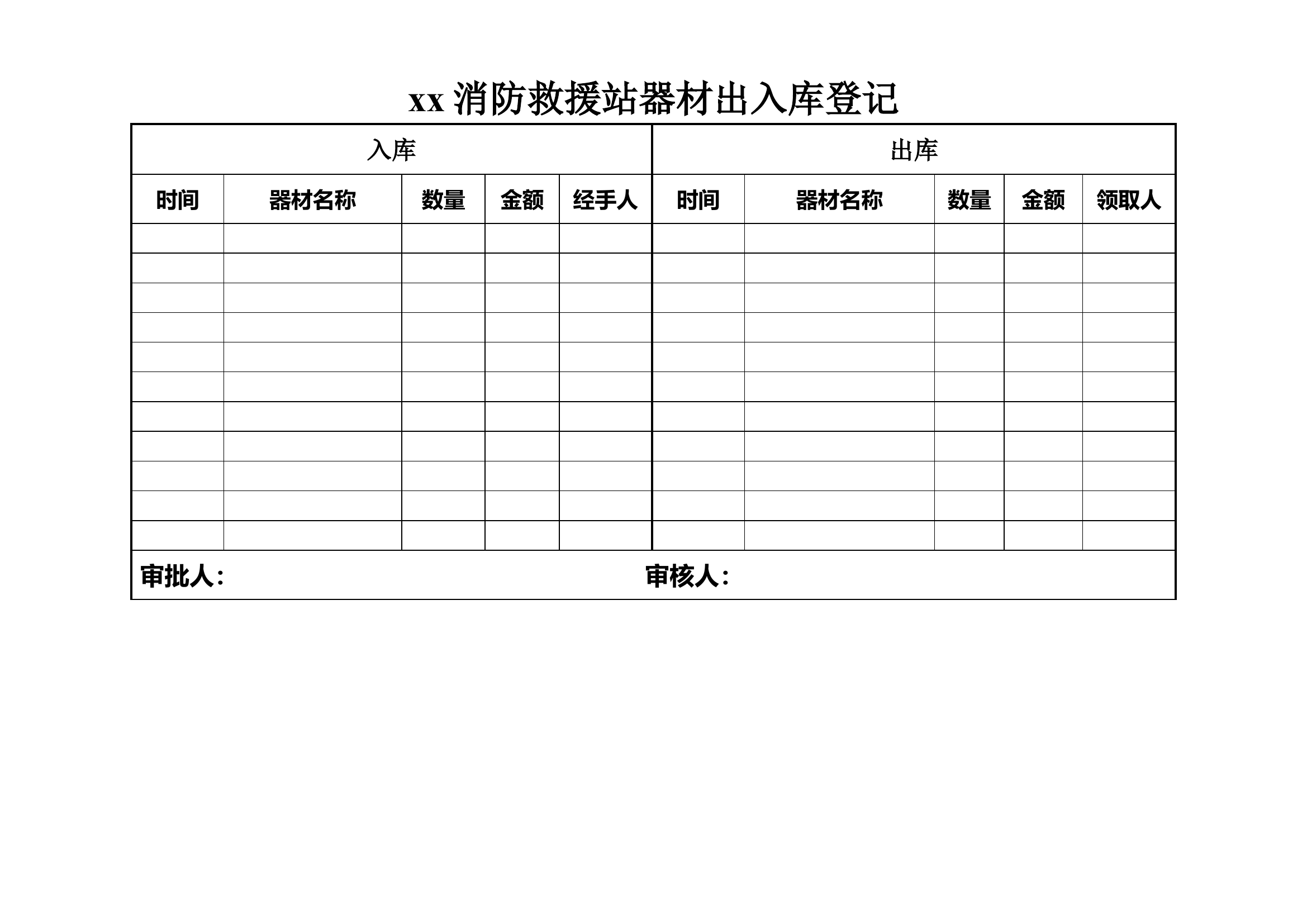 xx消防救援站器材出入库登记.doc 第1页