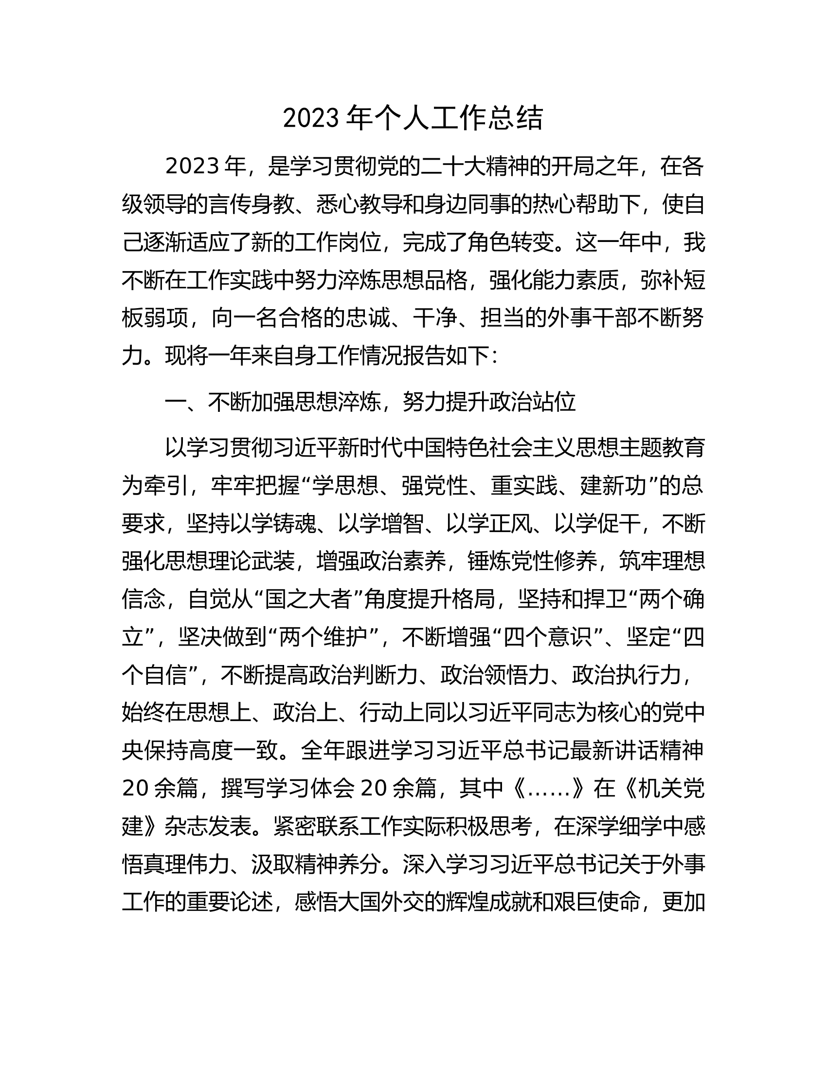 2023年个人工作总结............docx 第1页