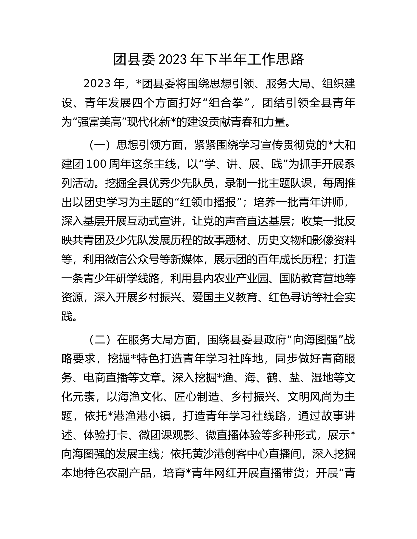 团县委2023年下半年工作思路.docx 第1页