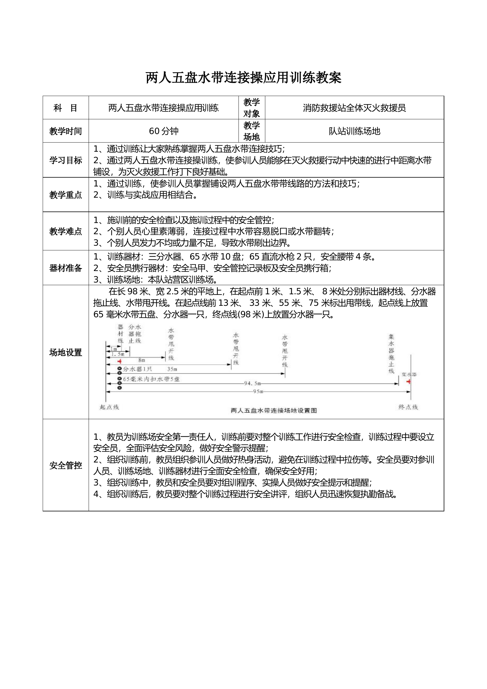 两人五盘水带连接操训练教案（已完成）(1).docx 第1页