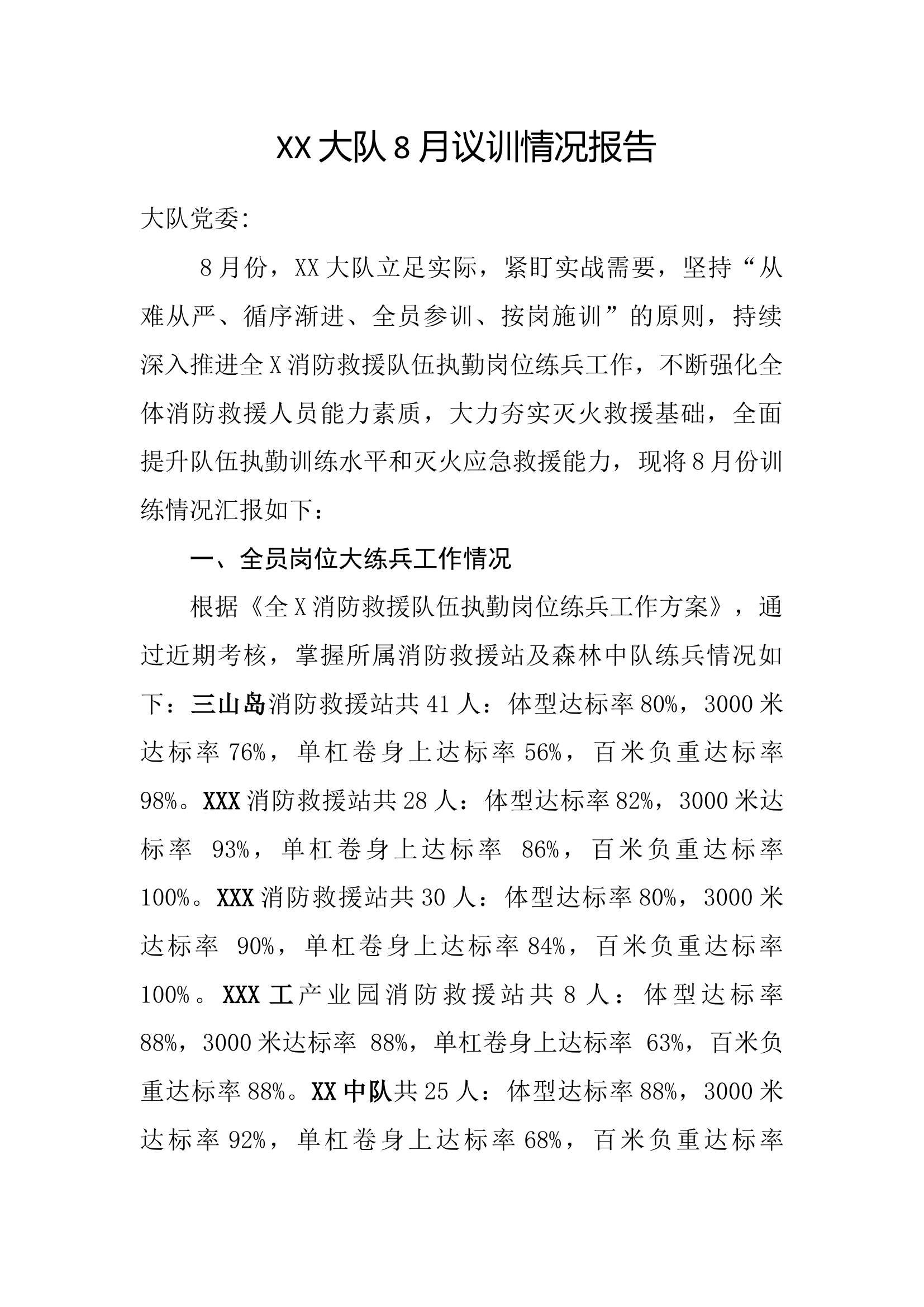 XX大队8月议训情况报告.docx 第1页