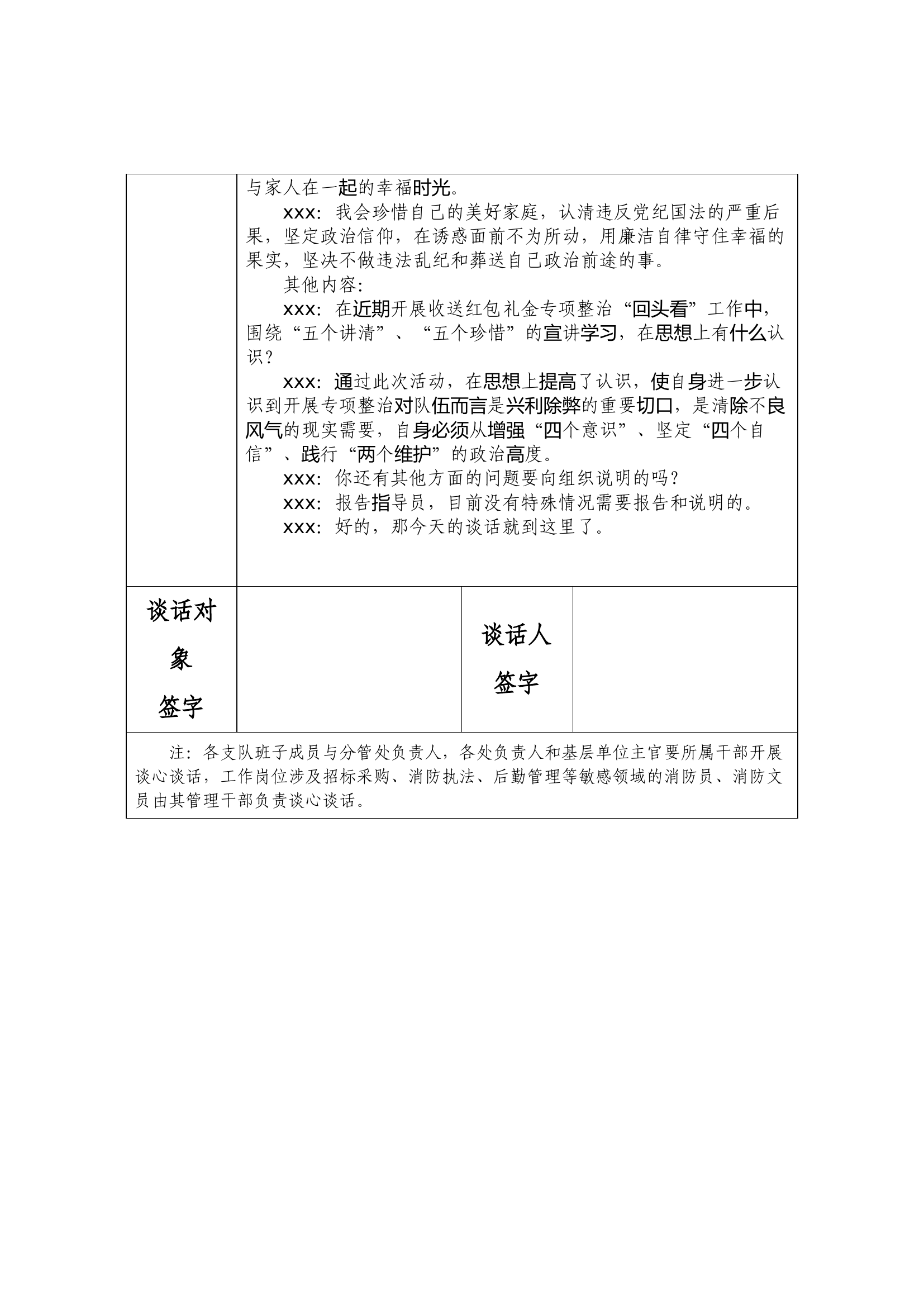 （最新模板）收送红包礼金专项整治谈心谈话记录表.docx 第2页