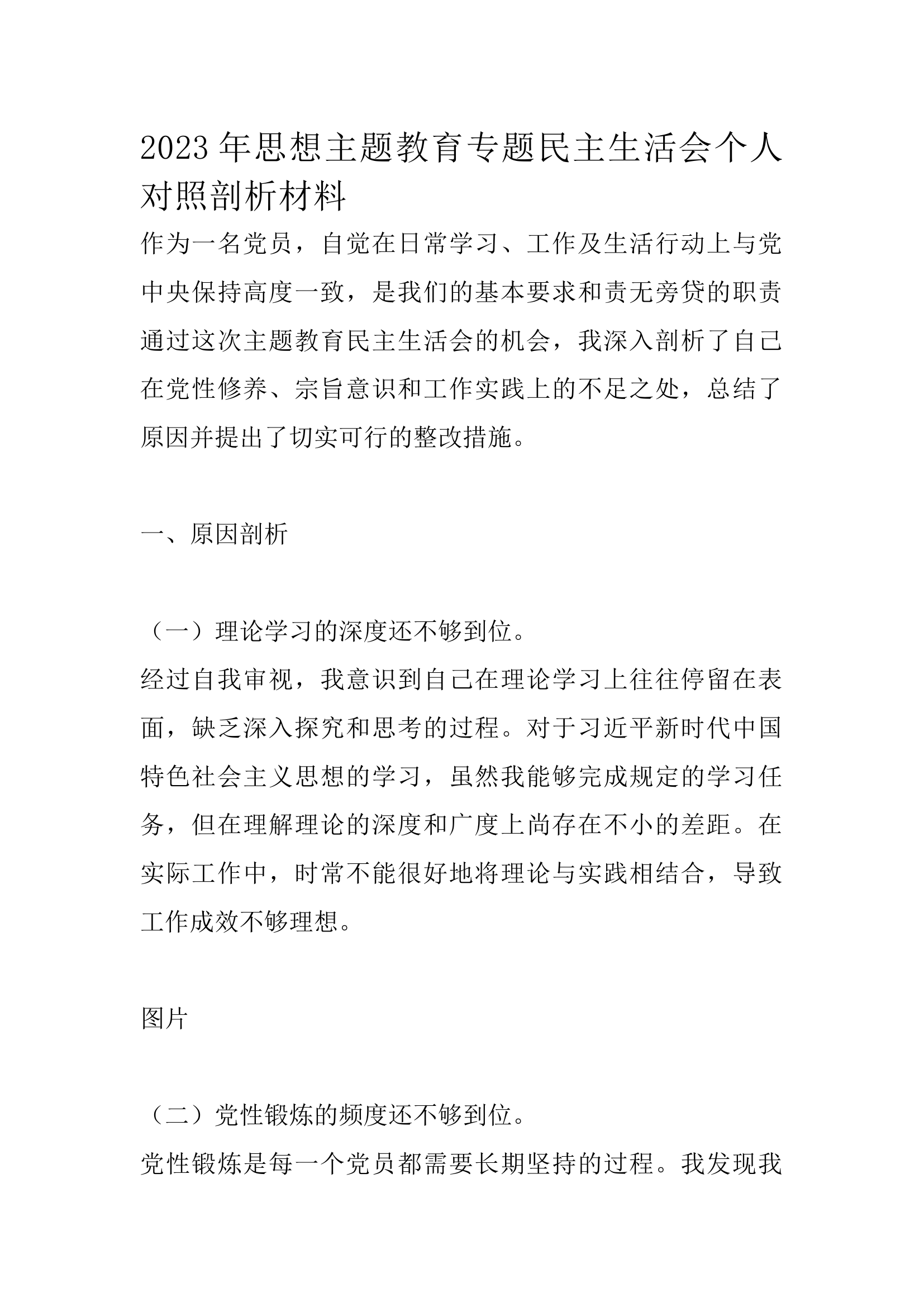 2023年思想主题教育专题民主生活会个人对照剖析材料.docx 第1页